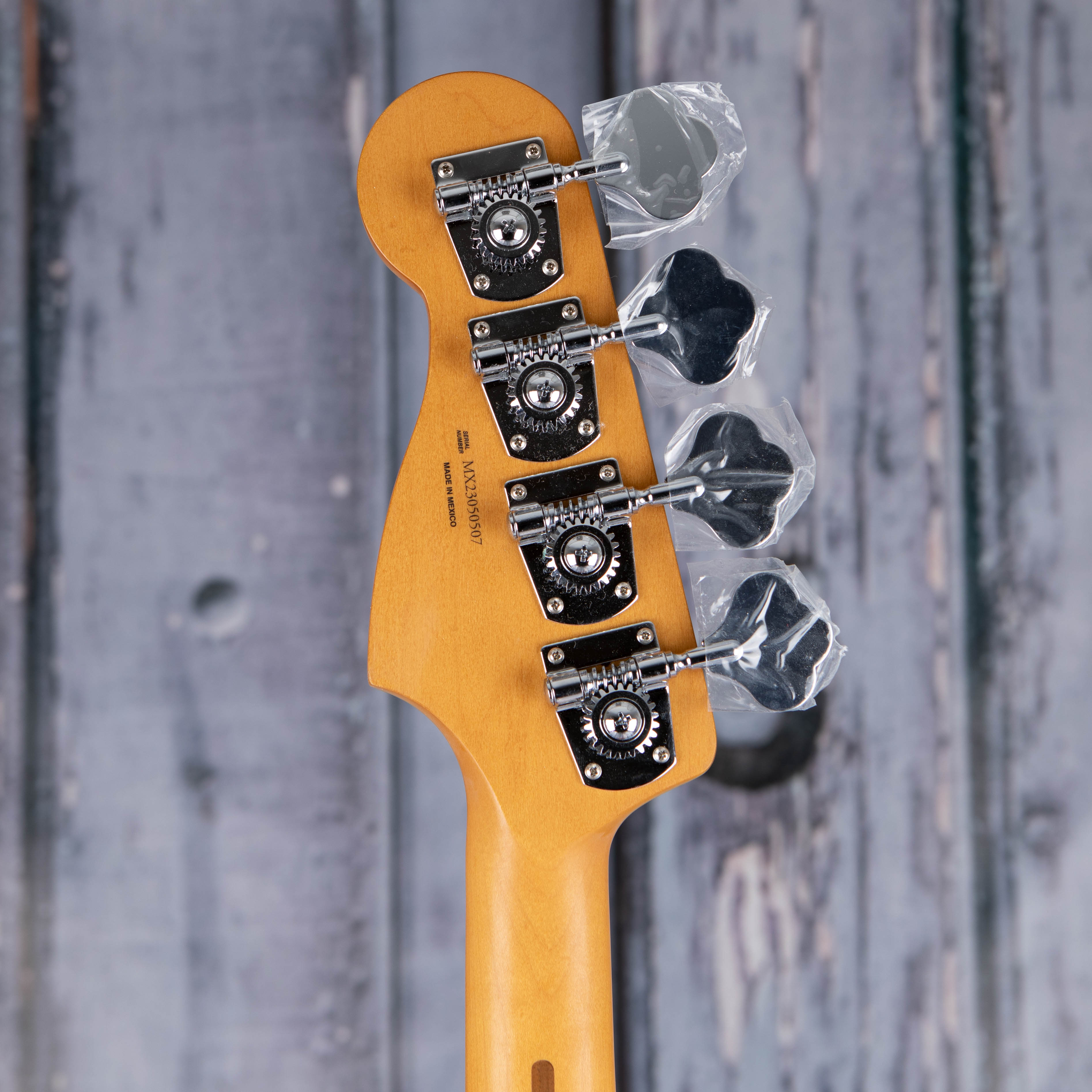 Fender Player Plus Precision Bass Guitar, Fiesta Red, back headstock