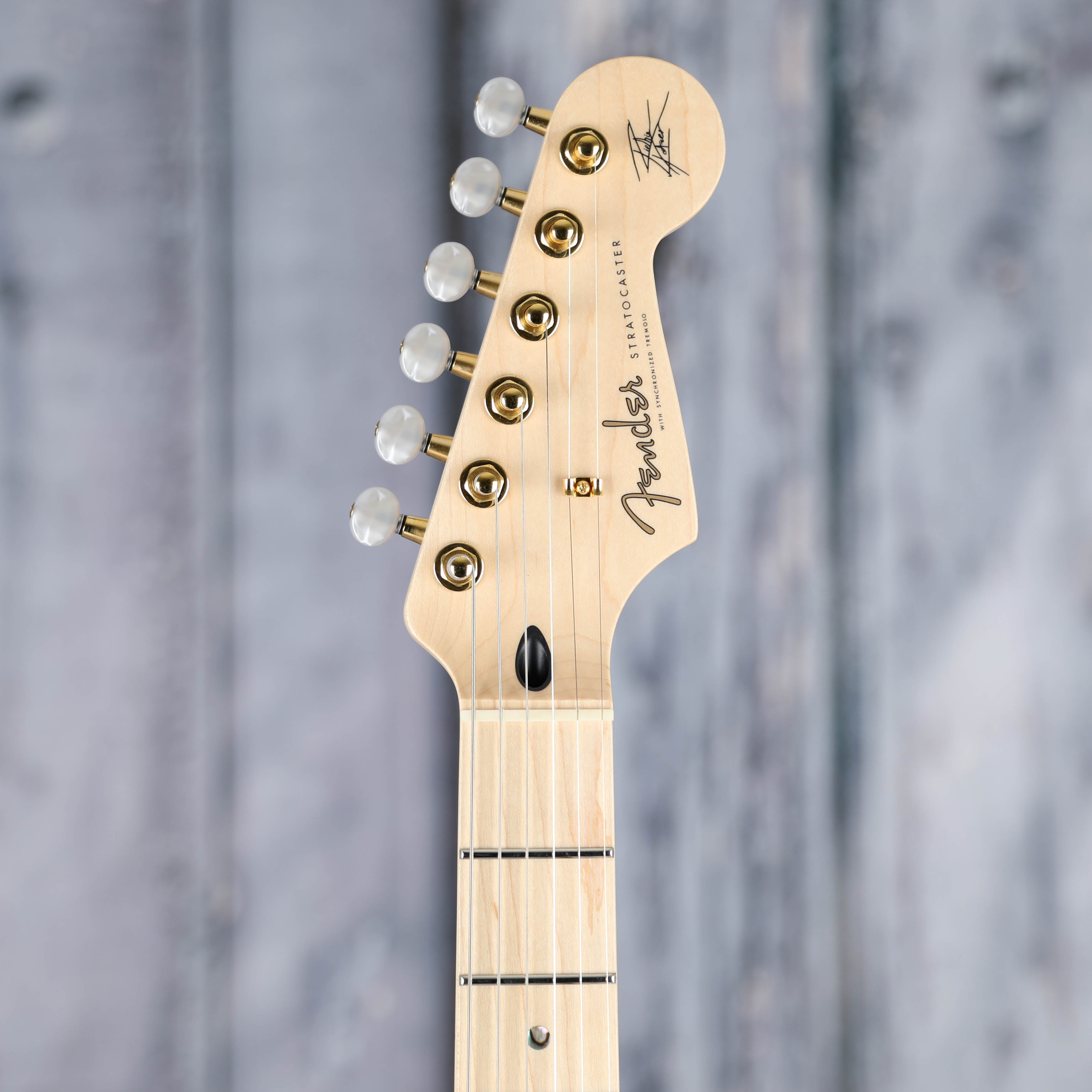 Fender Richie Kotzen Stratocaster Electric Guitar, Transparent White Burst, front headstock