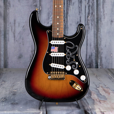 Fender Stevie Ray Vaughan Stratocaster Electric Guitar, 3-Color Sunburst, front closeup