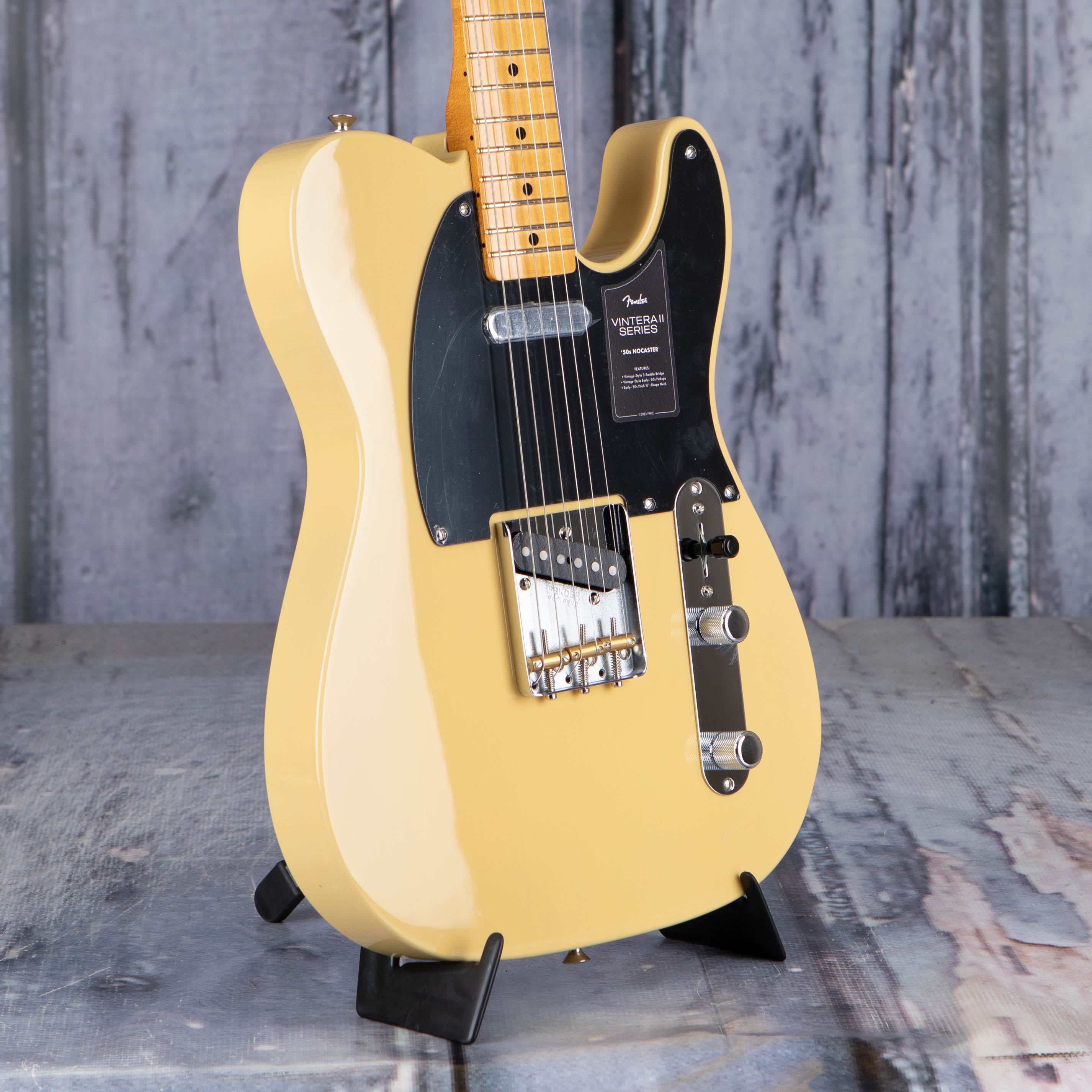 Fender Vintera II '50s Nocaster Electric Guitar, Blackguard Blonde, angle