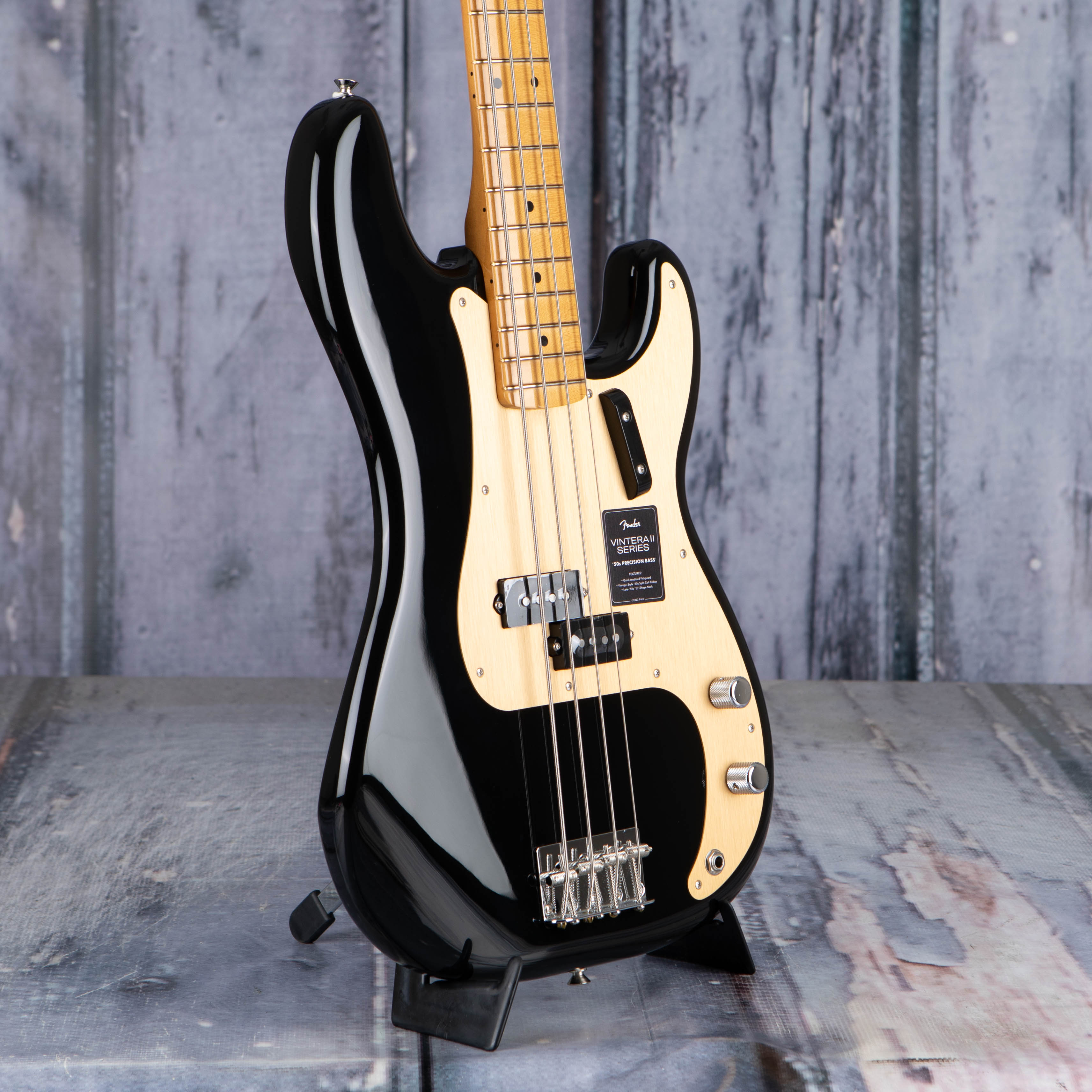 Fender Vintera II '50s Precision Bass Guitar, Black, angle