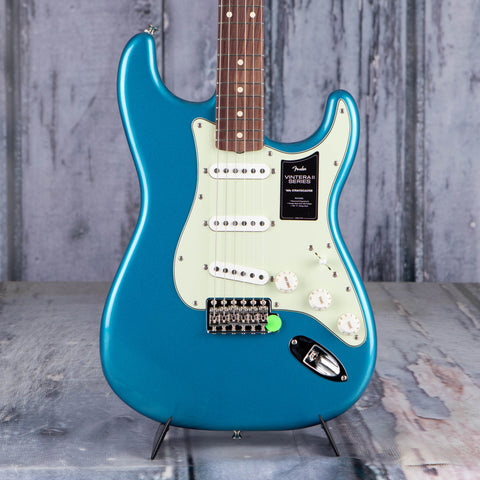 Fender Vintera II '60s Stratocaster Electric Guitar, Lake Placid Blue, front closeup