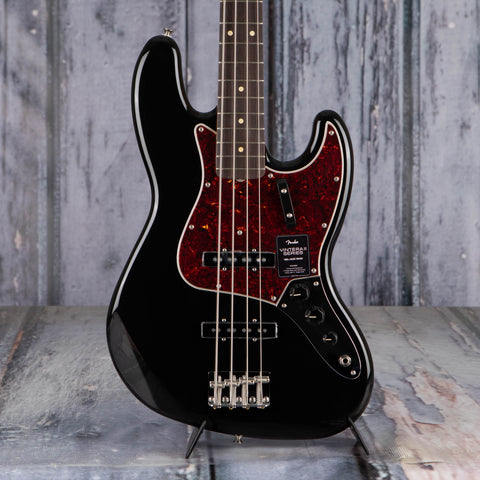 Fender Vintera II '60s Jazz Bass Guitar, Black, front closeup