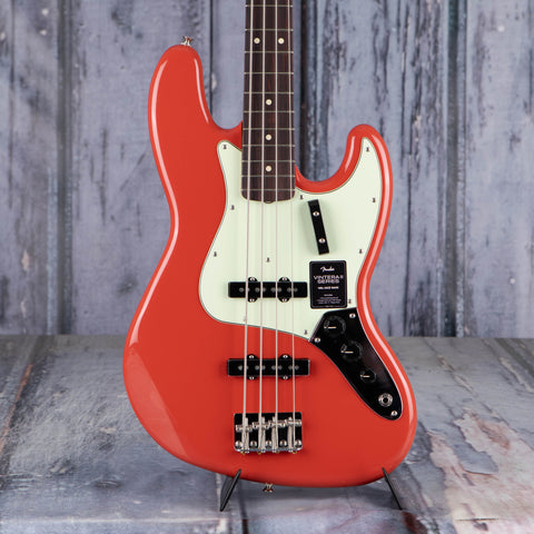 Fender Vintera II '60s Jazz Bass Guitar, Fiesta Red, front closeup