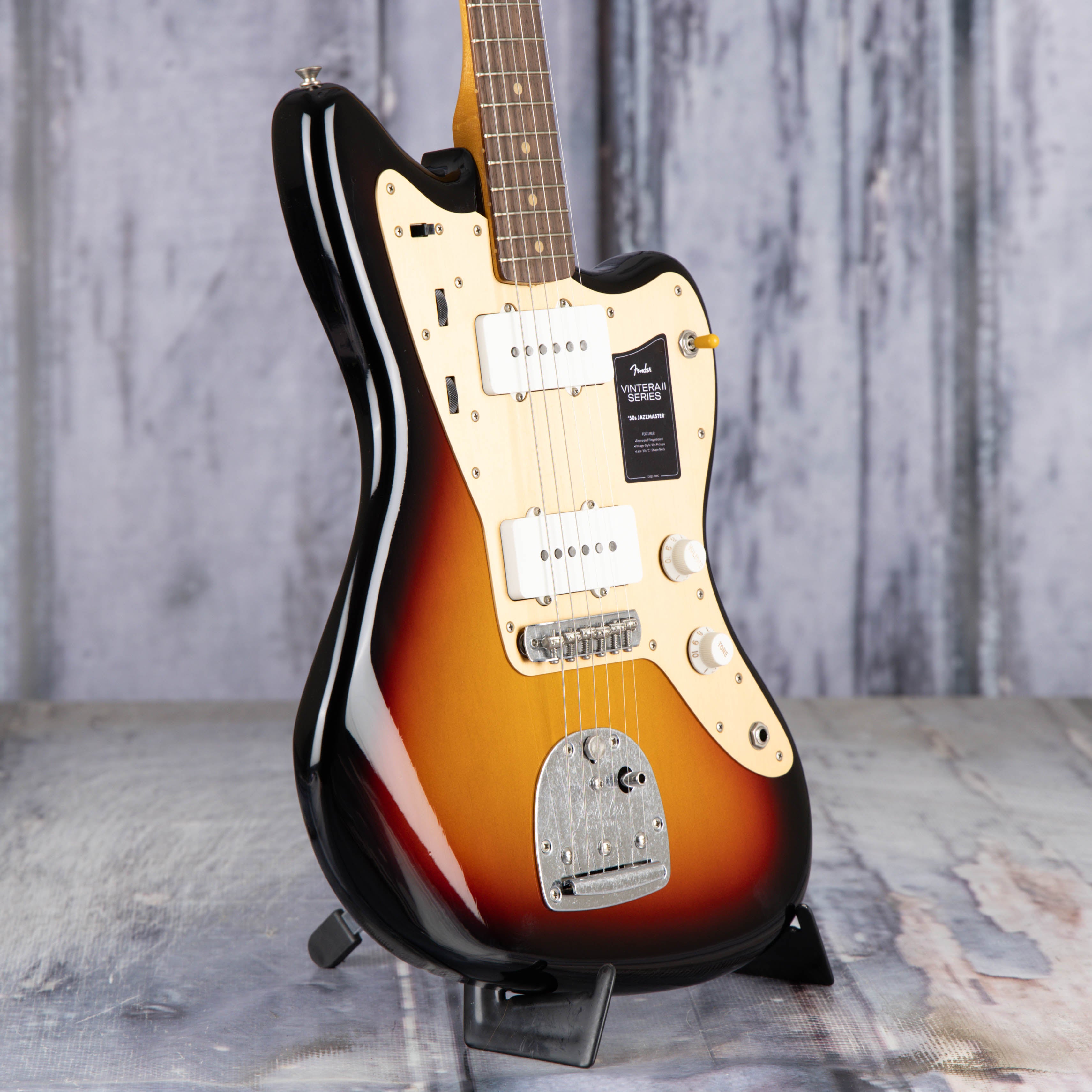 Fender Vintera II Road Worn '50s Jazzmaster Electric Guitar, 3-Color Sunburst, angle