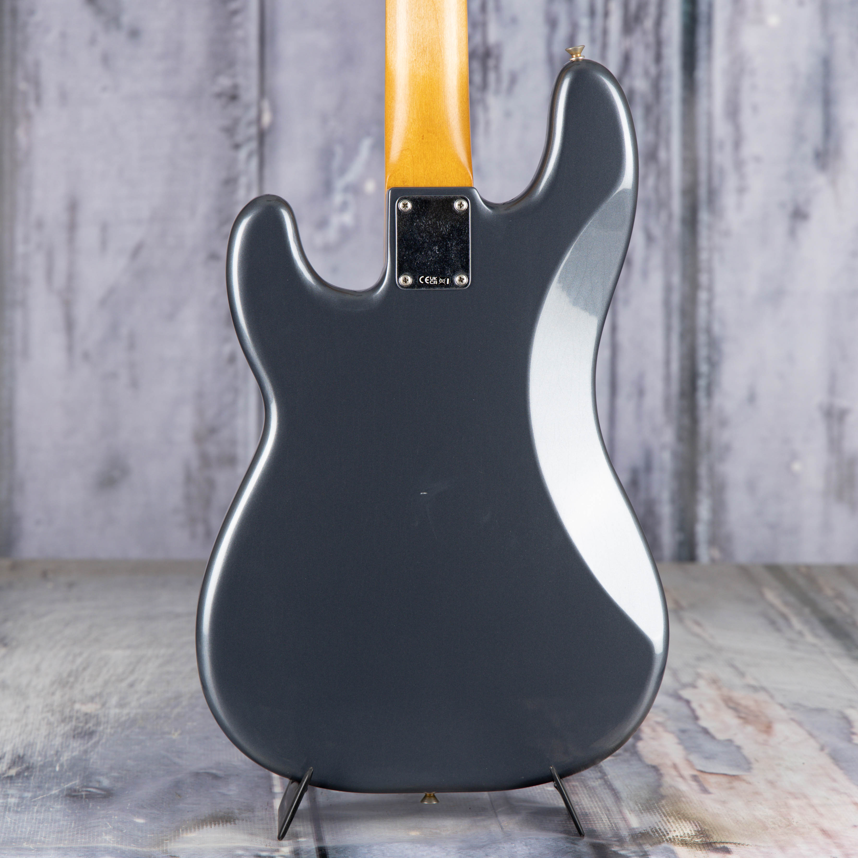 Fender Vintera II Road Worn '60s Precision Bass Guitar, Charcoal Frost Metallic, back closeup