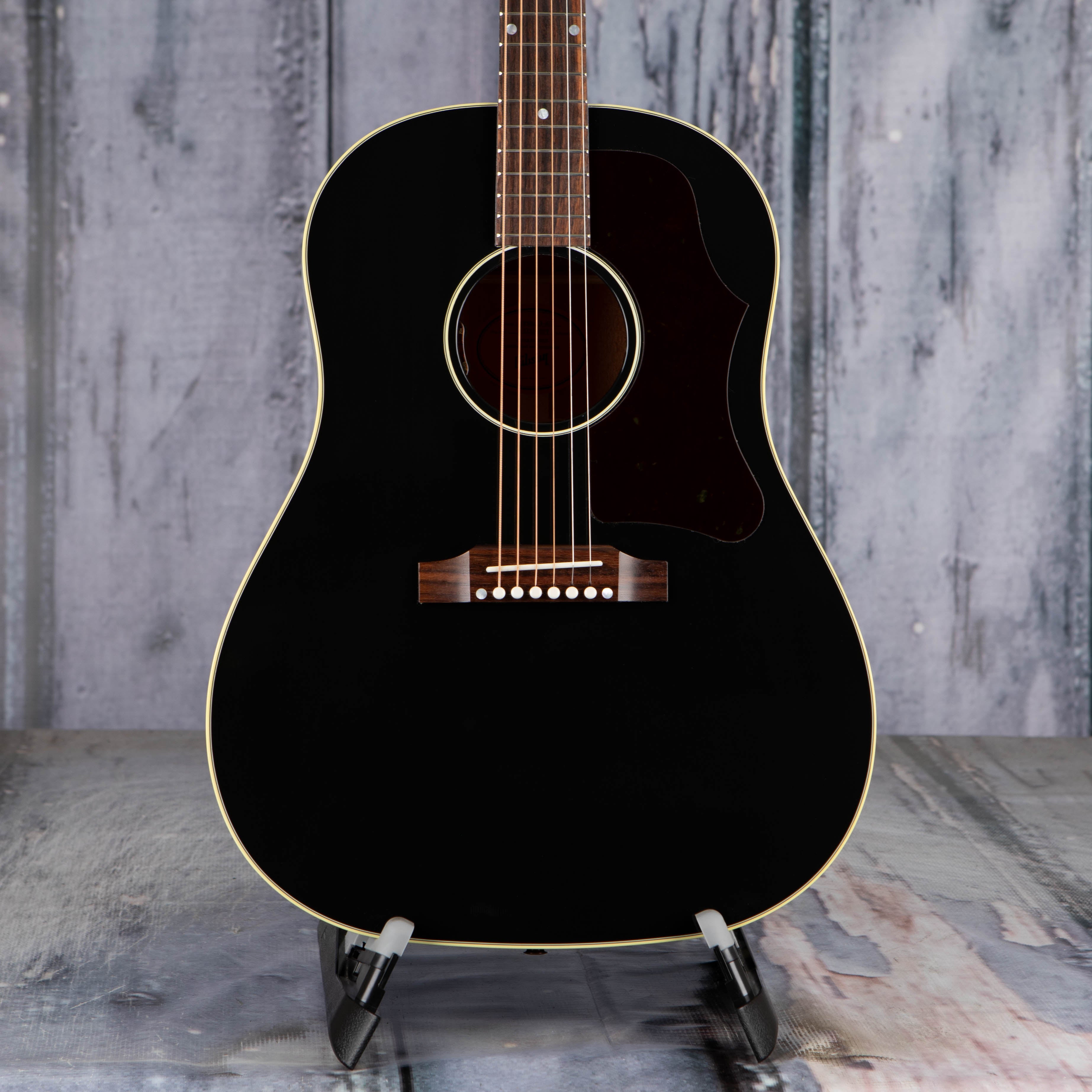 Gibson '50s J-45 Original Acoustic/Electric Guitar, Ebony, front closeup