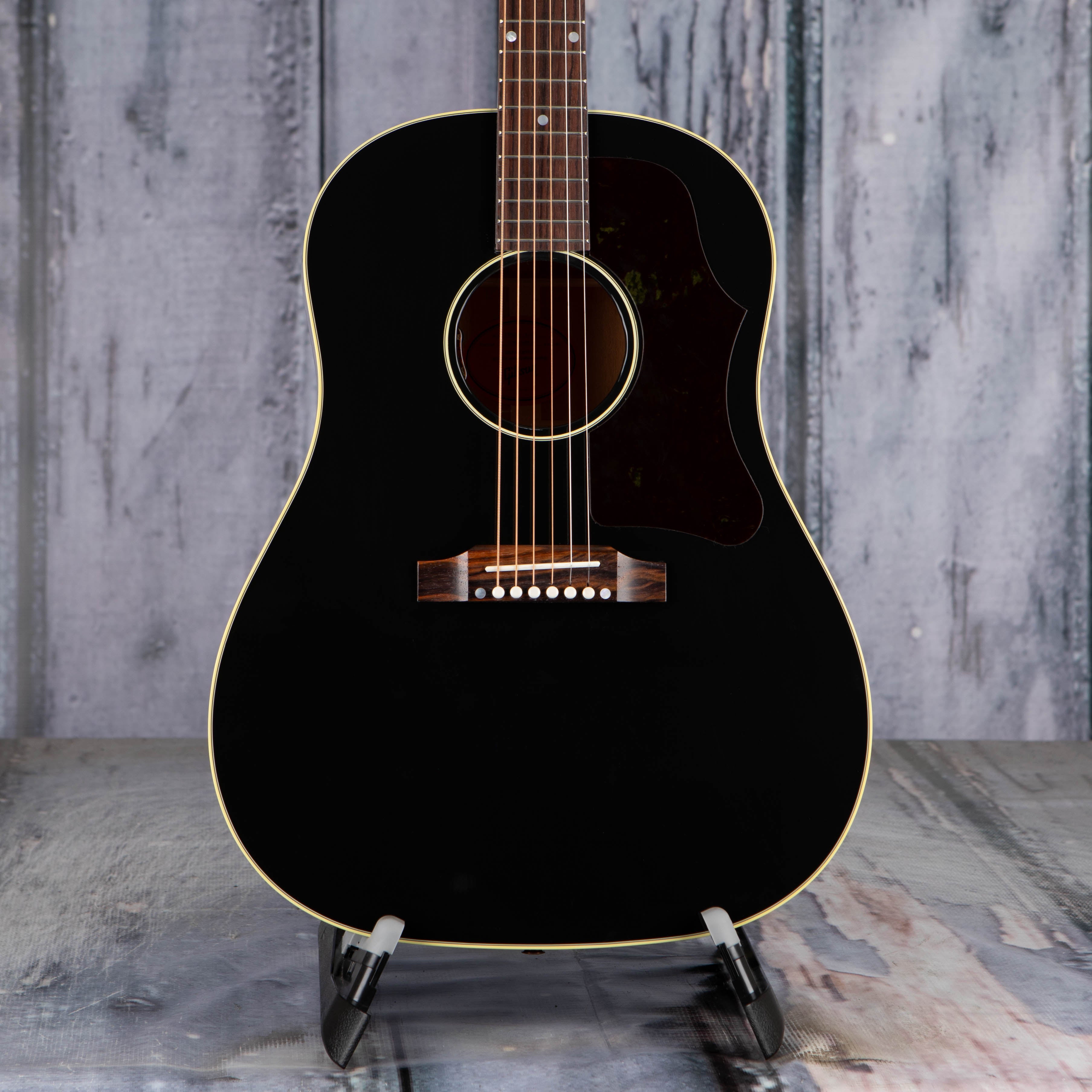 Gibson 50s J-45 Original Acoustic/Electric Guitar, Ebony, front closeup