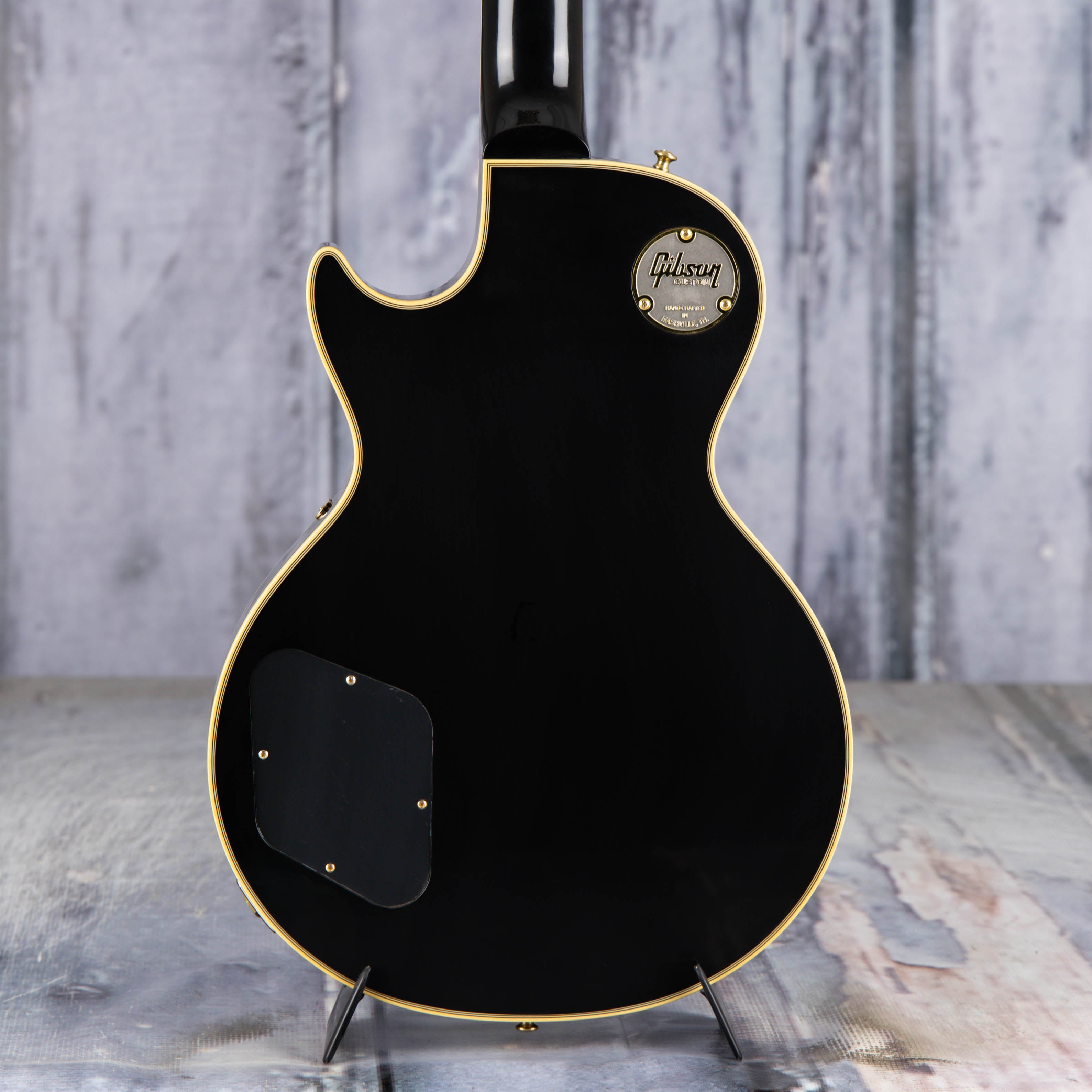 Gibson Custom Shop 1957 Les Paul Custom Reissue VOS Electric Guitar, Ebony, back closeup