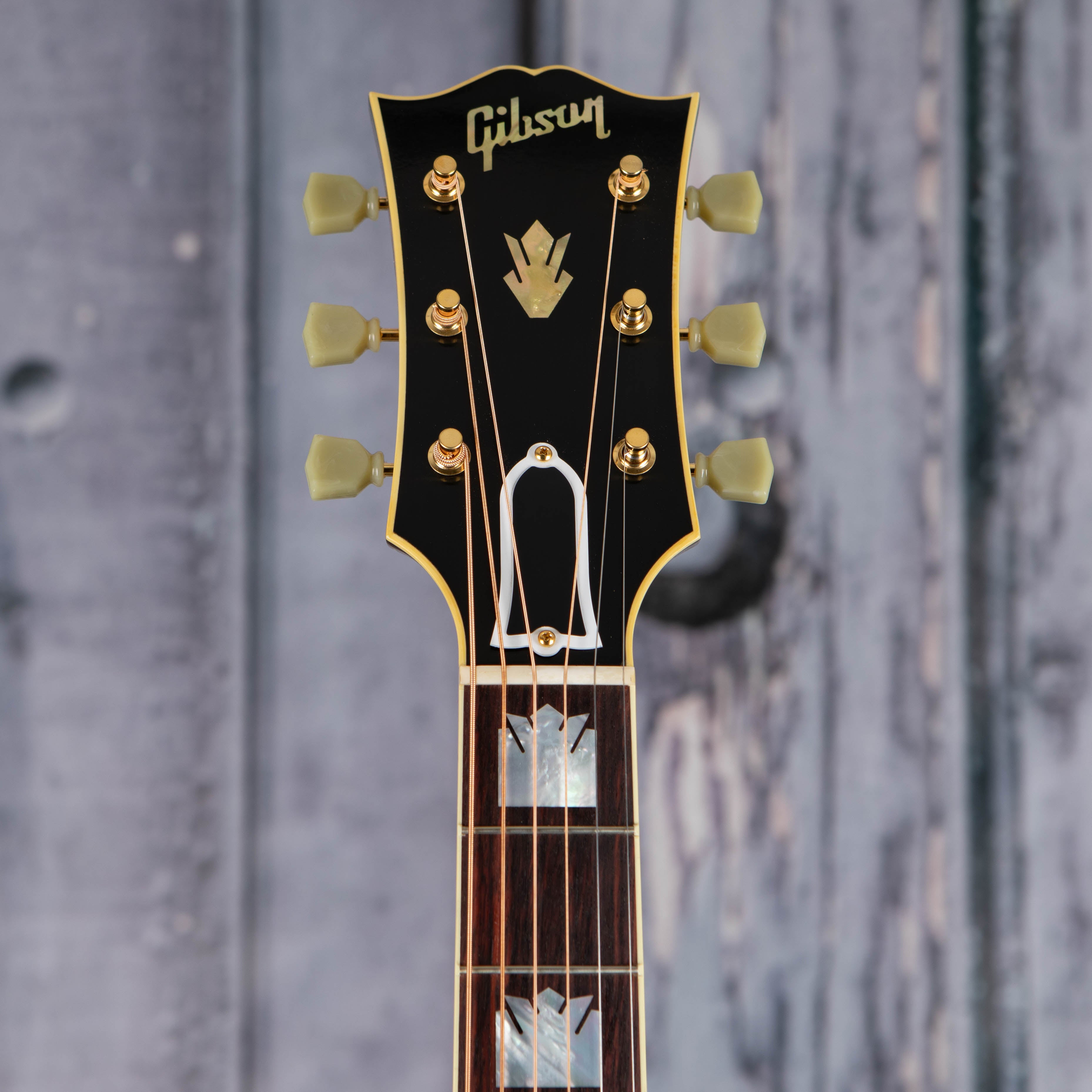 Gibson Custom Shop 1957 SJ-200 Acoustic Guitar, Vintage Sunburst, front headstock