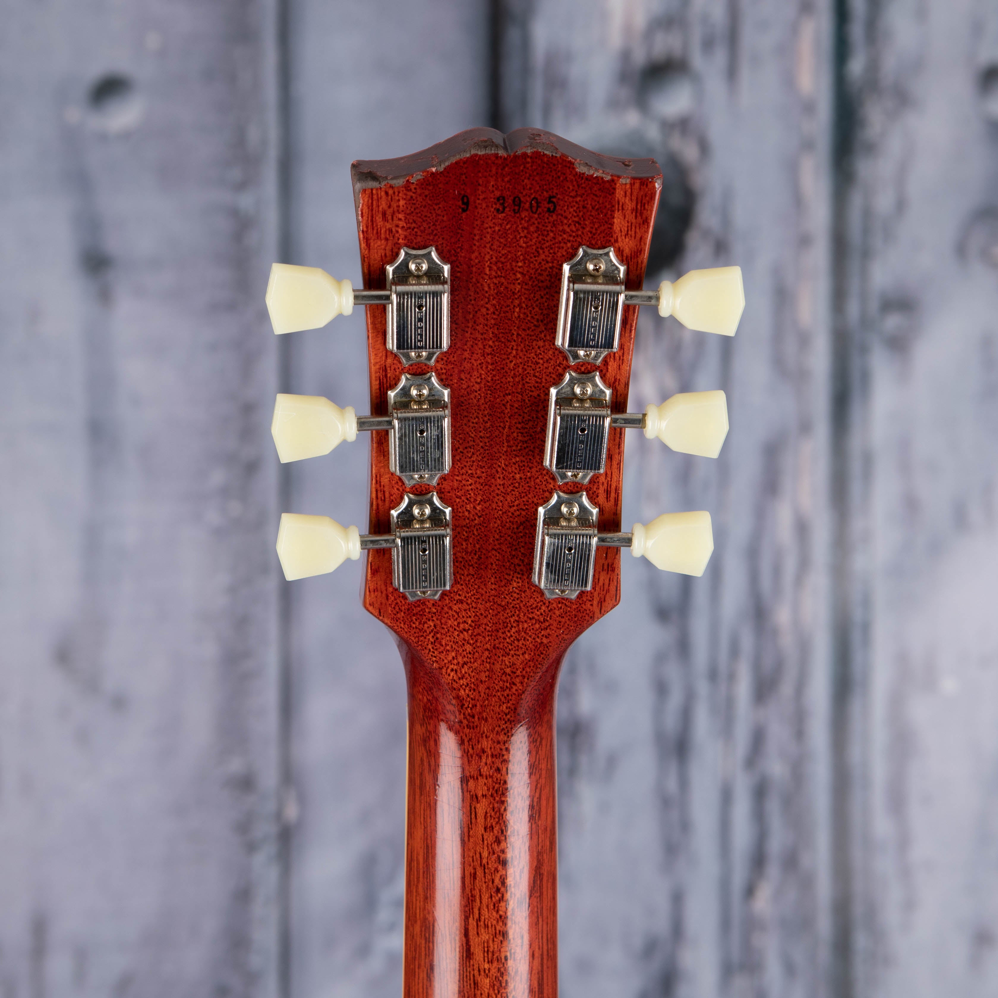 Gibson Custom Shop 1959 Les Paul Standard Murphy Lab Light Aged Electric Guitar, Cherry Tea Burst, back headstock