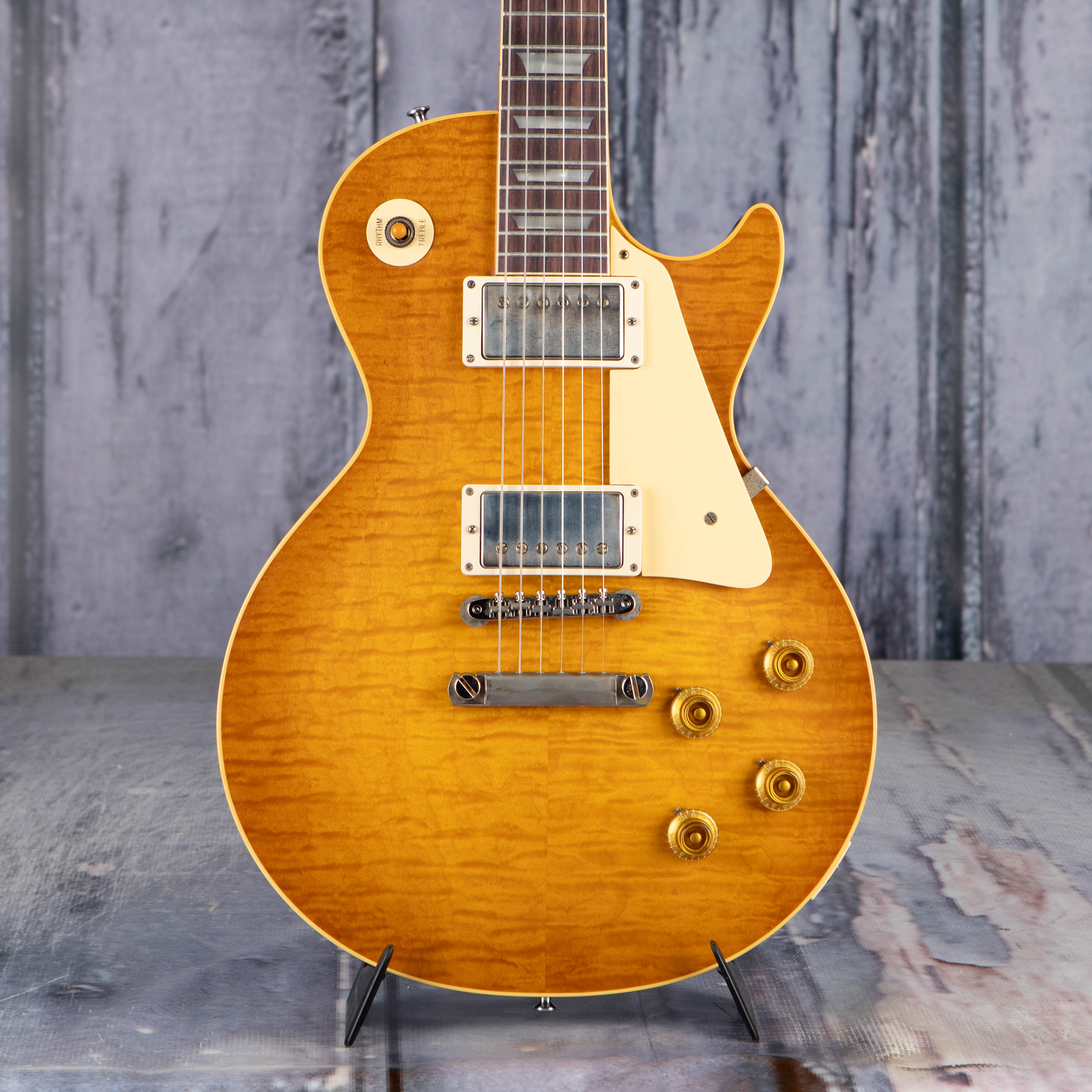 Gibson Custom Shop 1959 Les Paul Standard Reissue Electric Guitar, Dirty Lemon, front closeup