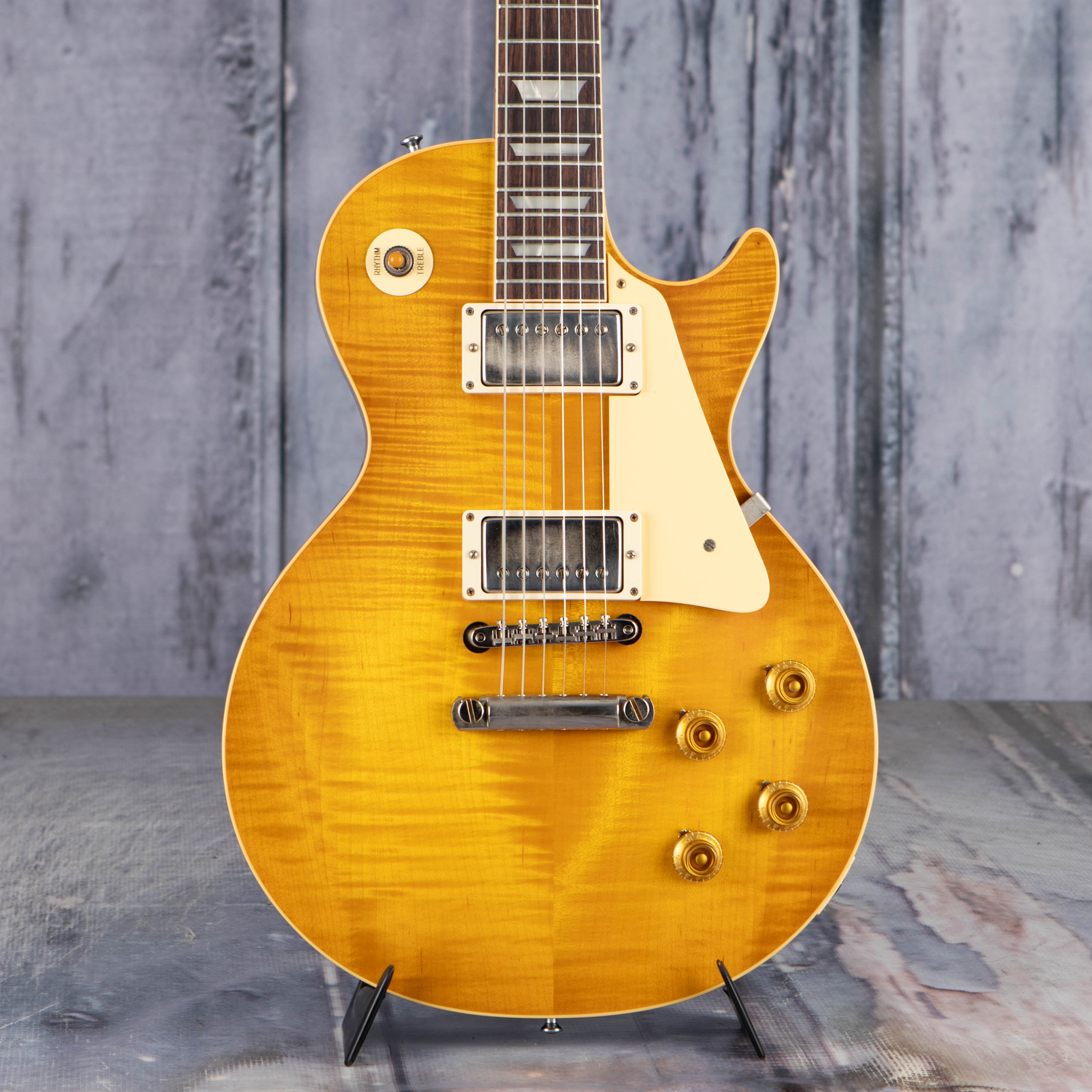 Gibson Custom Shop 1959 Les Paul Standard Reissue Electric Guitar, Dirty Lemon, front closeup