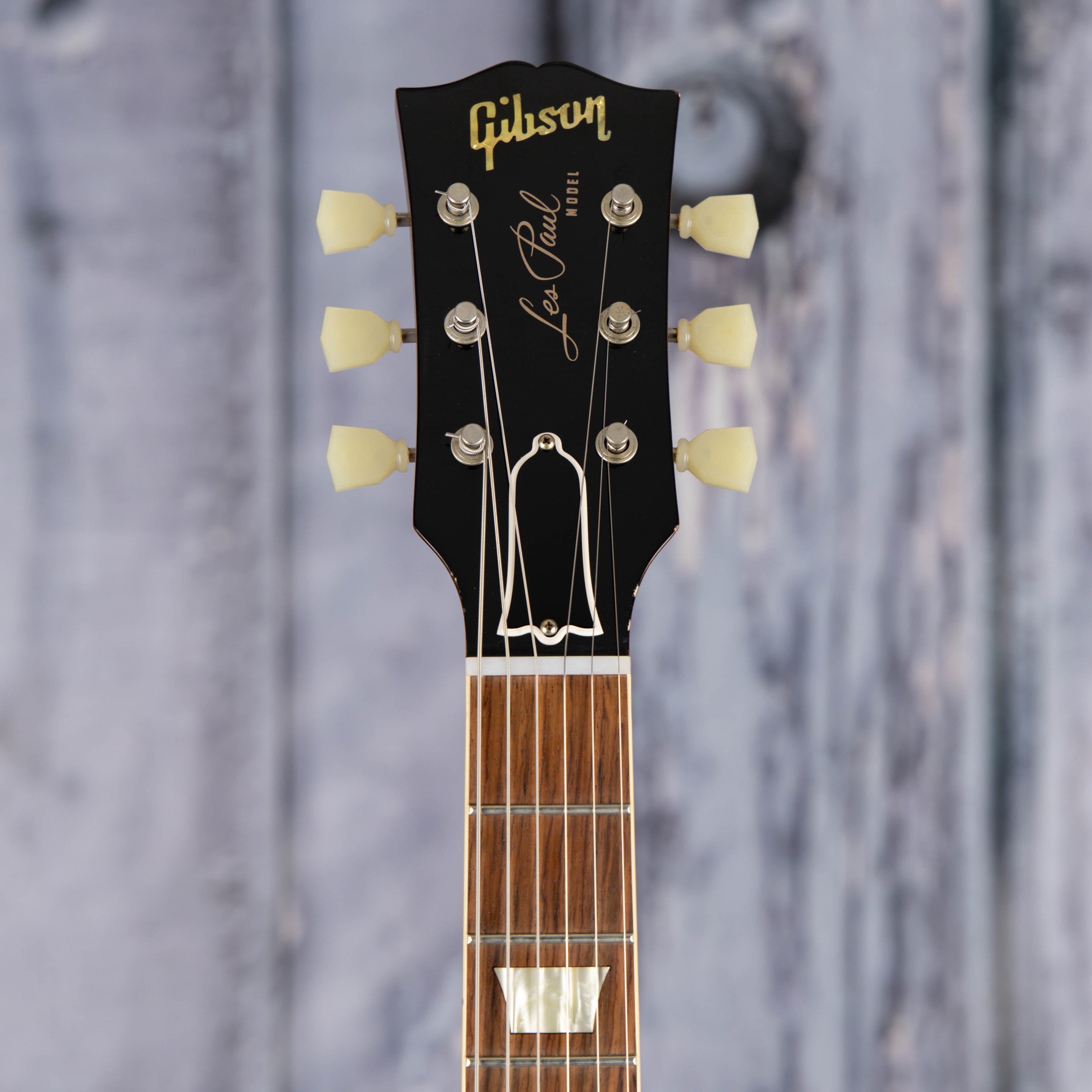 Gibson Custom Shop 1959 Les Paul Standard Reissue Murphy Lab Ultra Light Aged Electric Guitar, Factory Burst, front headstock