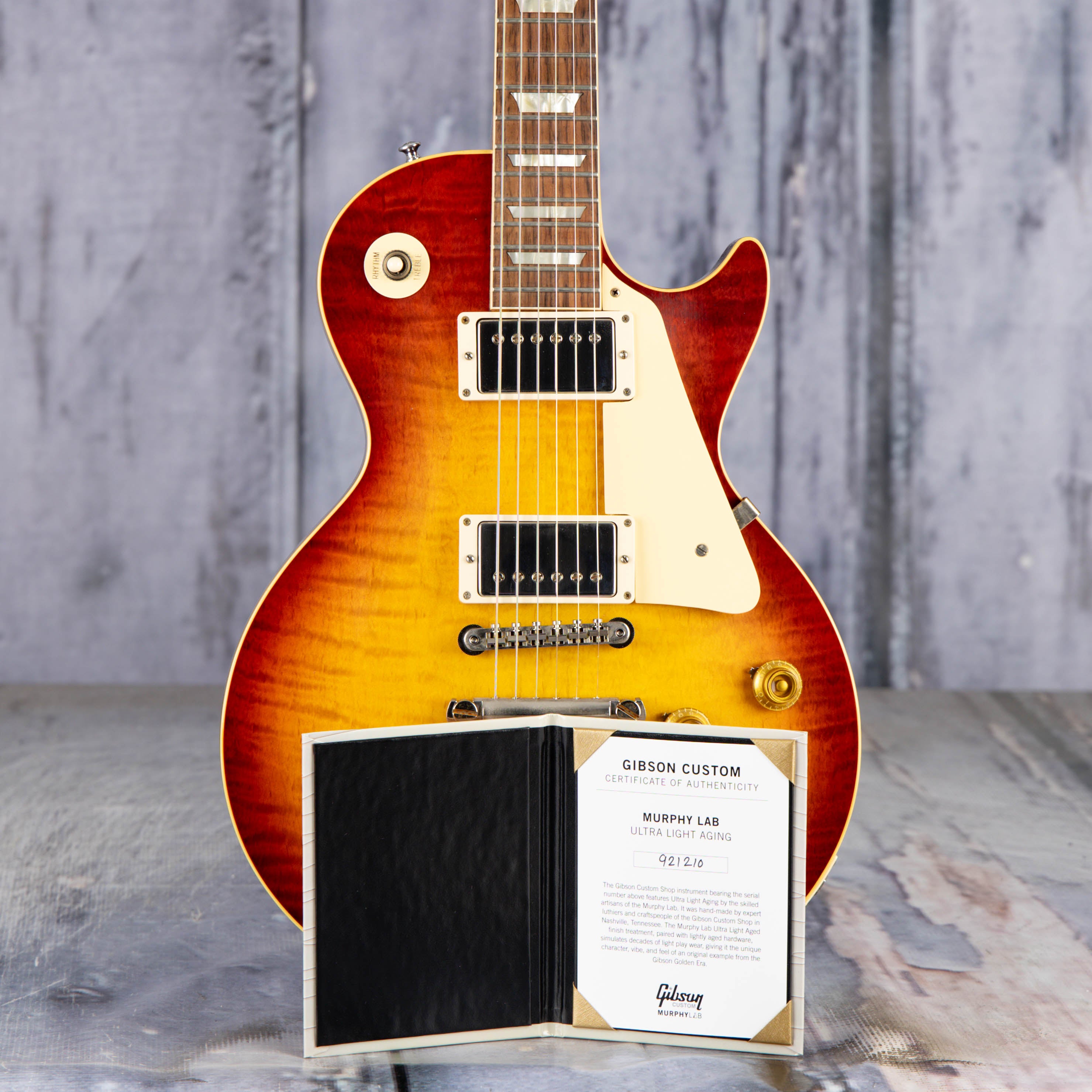 Gibson Custom Shop 1959 Les Paul Standard Reissue Murphy Lab Ultra Light Aged Electric Guitar, Factory Burst, coa
