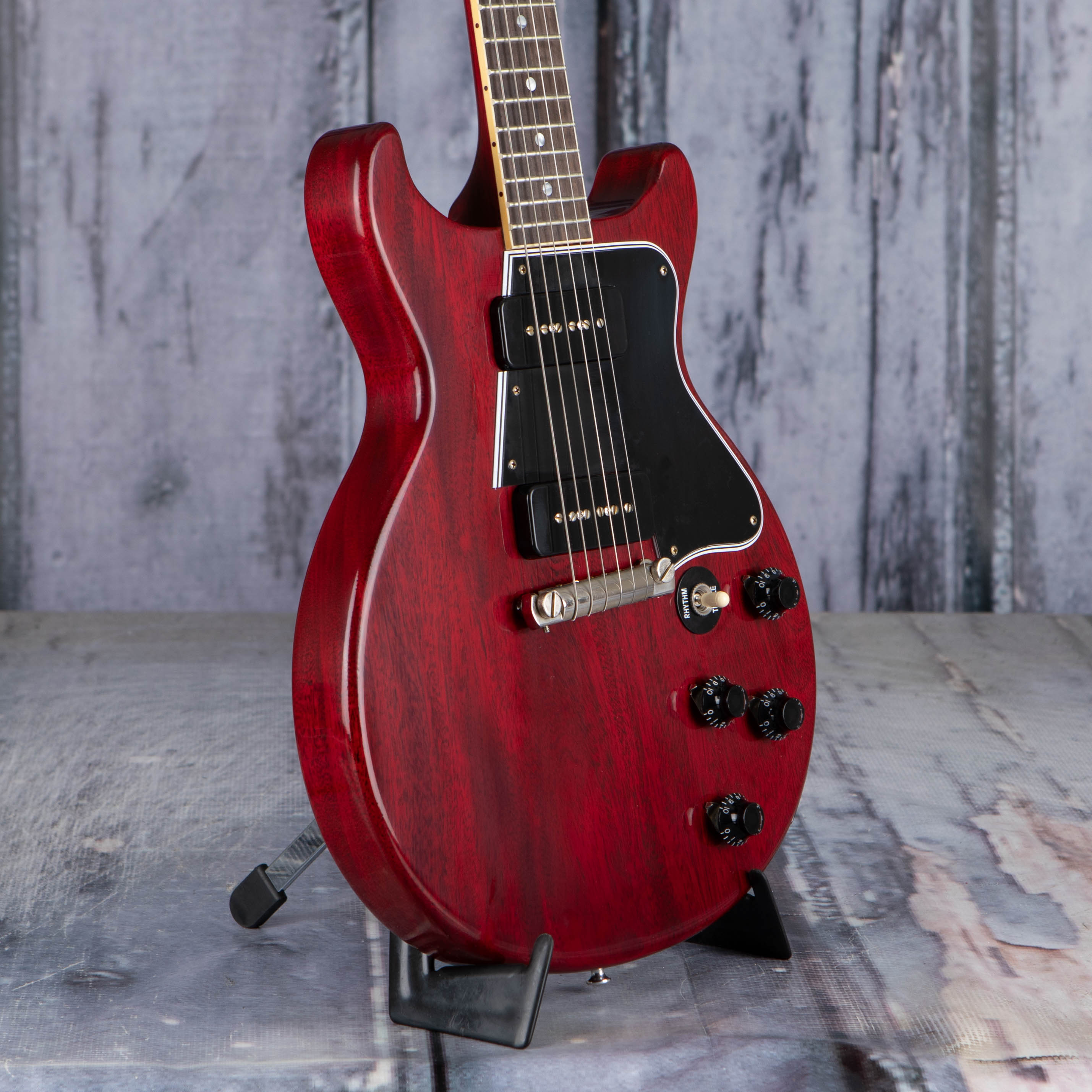Gibson Custom Shop 1960 Les Paul Special Double Cut Reissue Electric Guitar, Cherry Red, angle