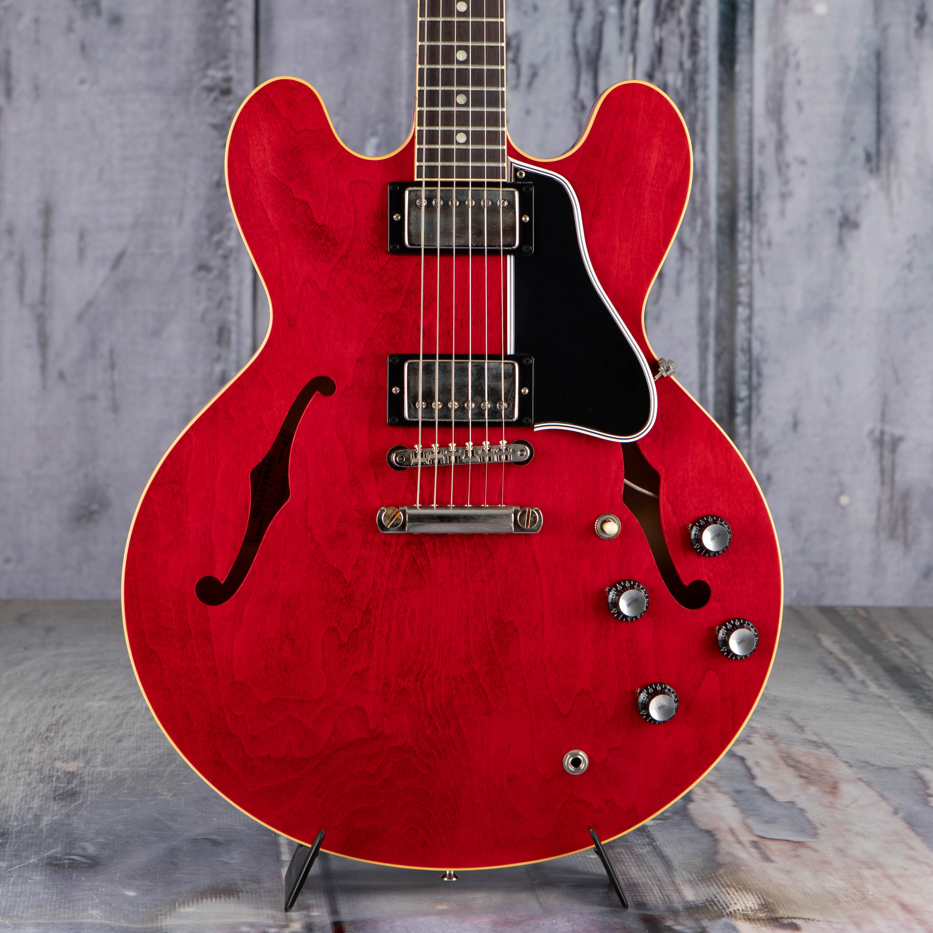 Gibson Custom Shop 1961 ES-335 Reissue VOS Semi-Hollowbody Guitar, Sixties Cherry, front closeup