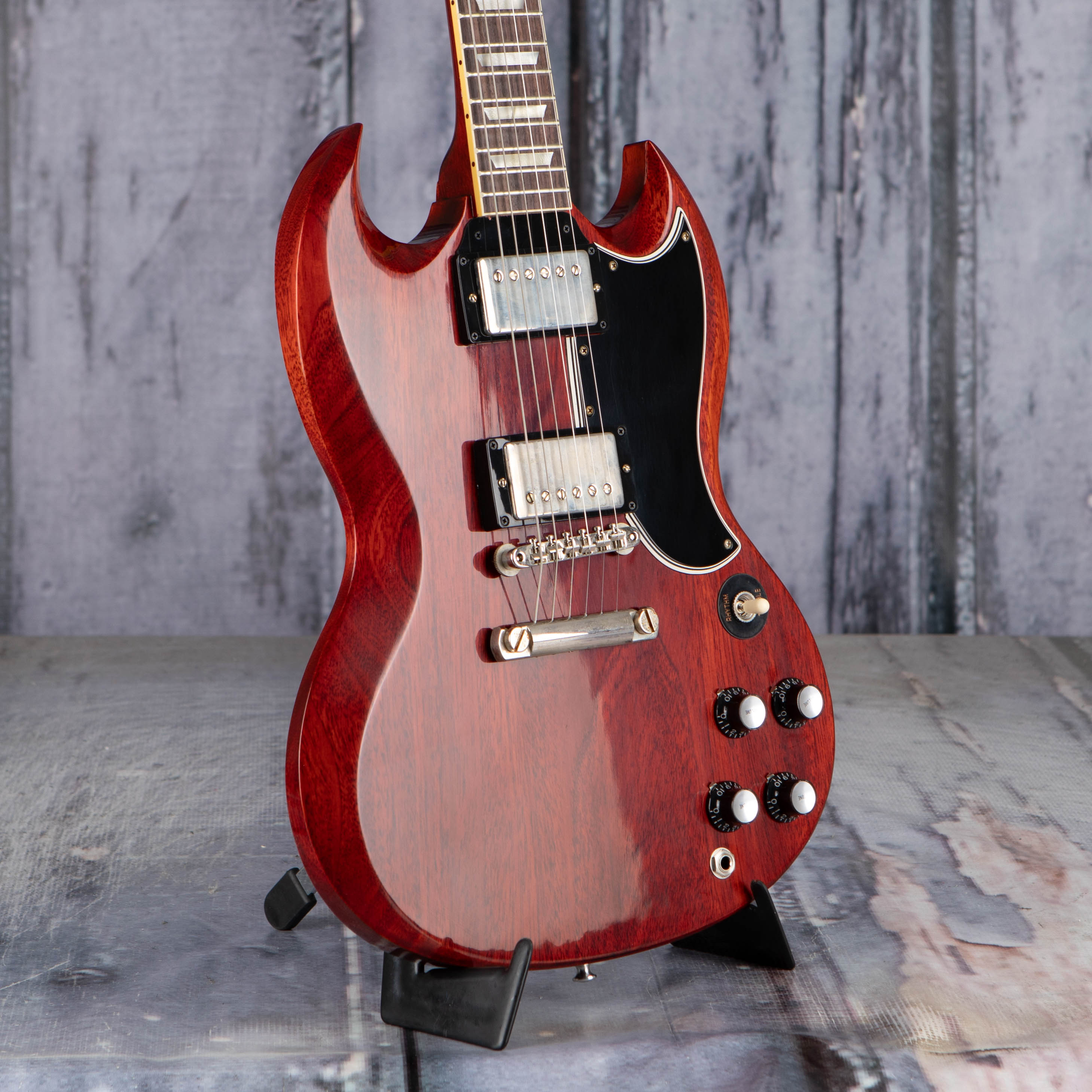 Gibson Custom Shop 1961 Les Paul SG Standard Reissue VOS Electric Guitar, Cherry Red, angle
