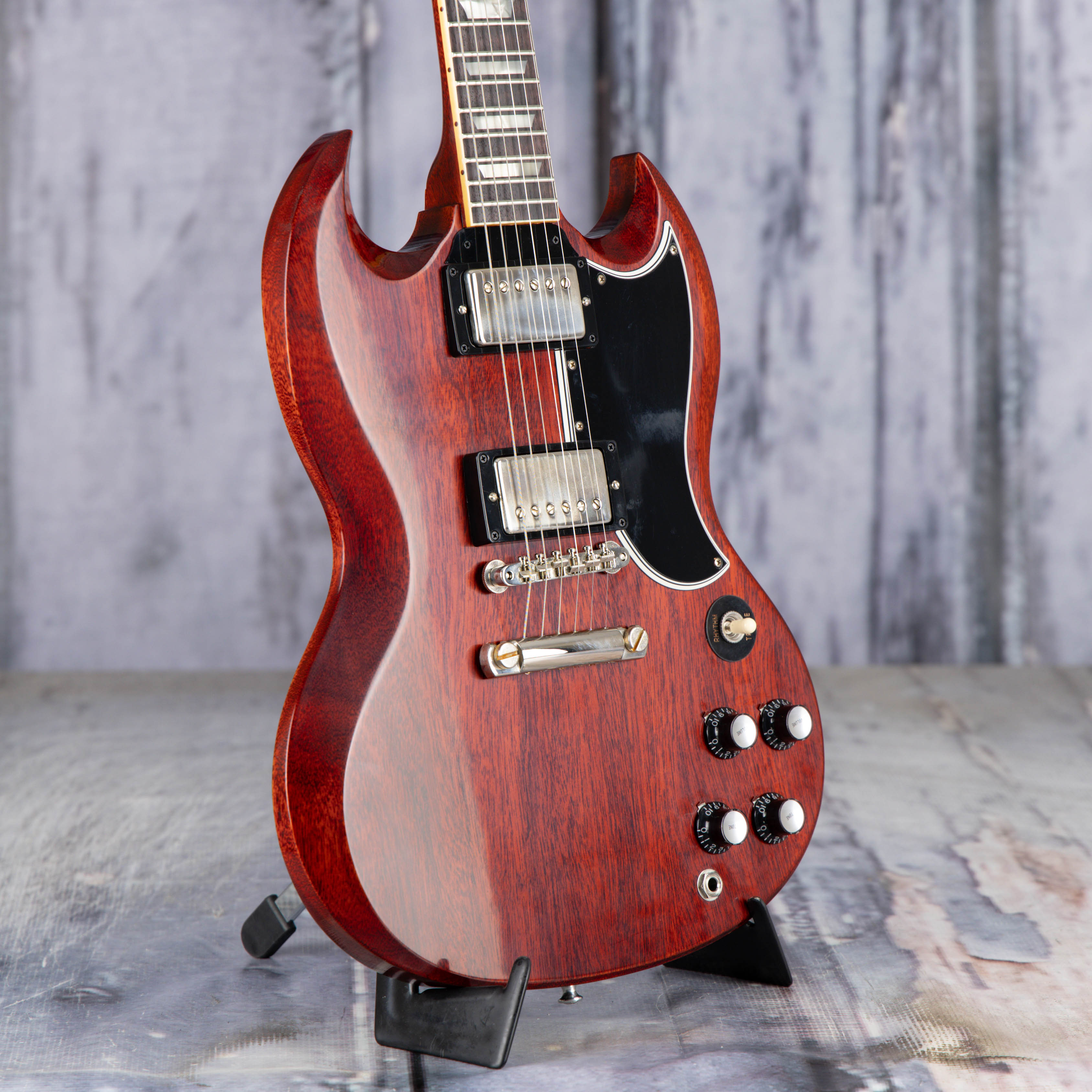 Gibson Custom Shop 1961 Les Paul SG Standard Reissue VOS Electric Guitar, Cherry Red, angle