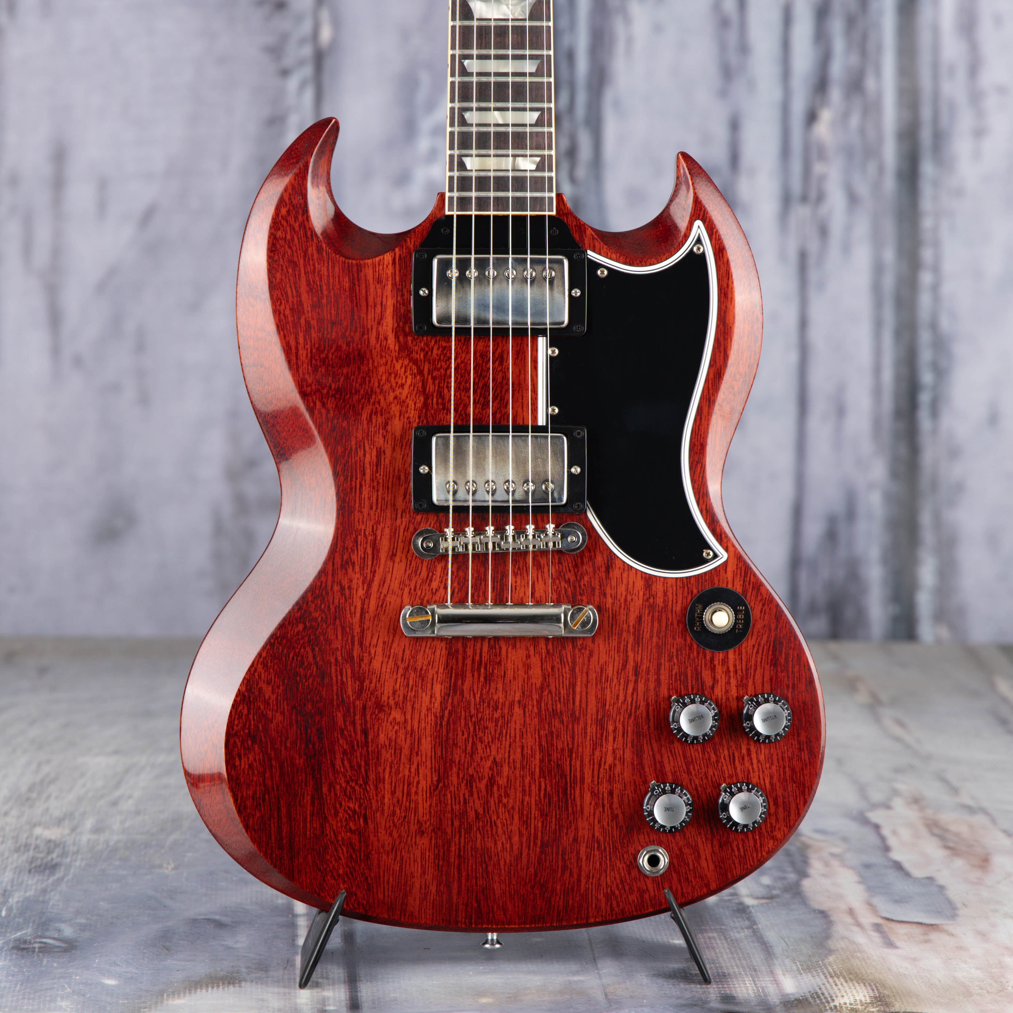 Gibson Custom Shop 1961 Les Paul SG Standard Reissue VOS Electric Guitar, Cherry Red, front closeup