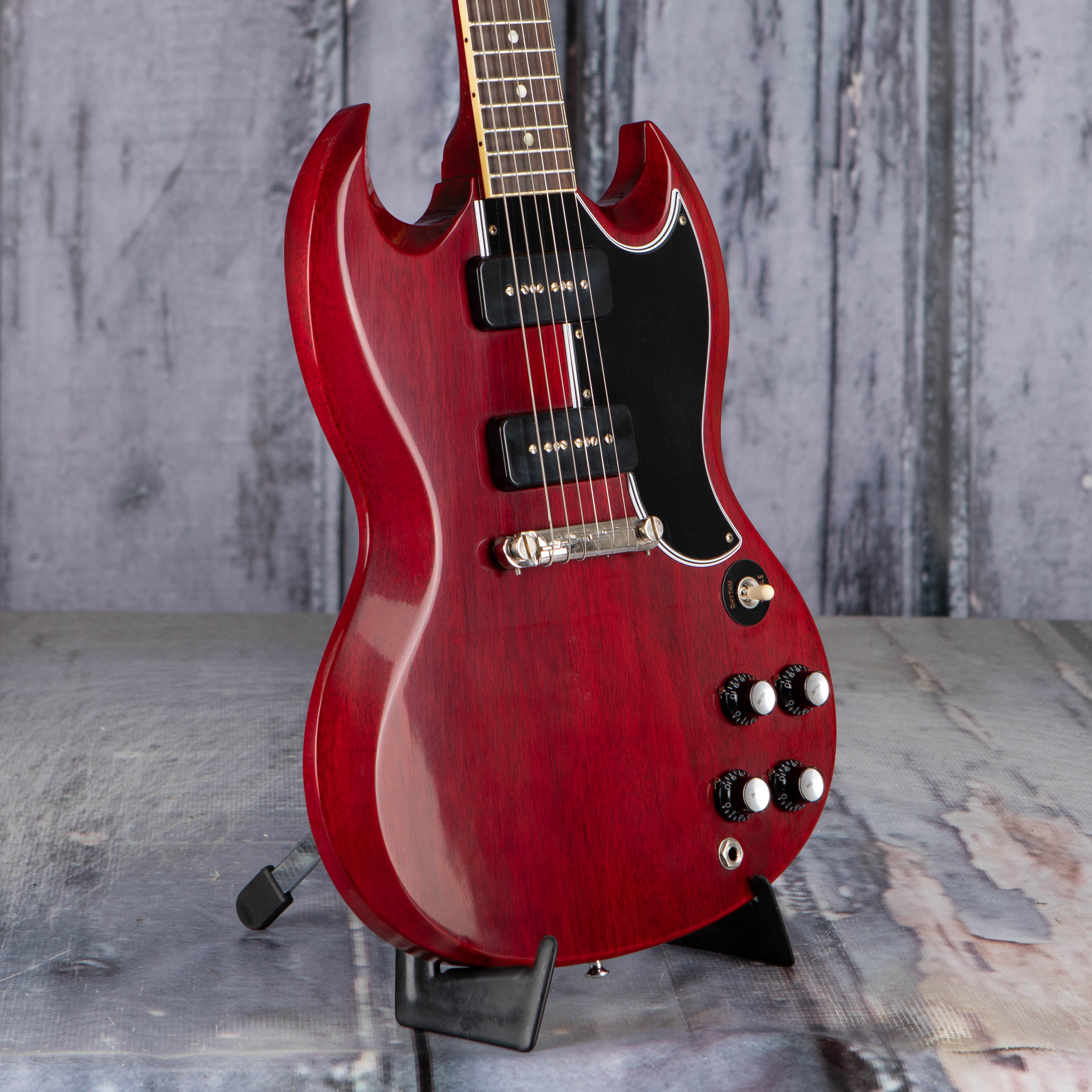 Gibson Custom Shop 1963 SG Special Reissue Lightning Bar VOS Electric Guitar, Cherry Red, angle