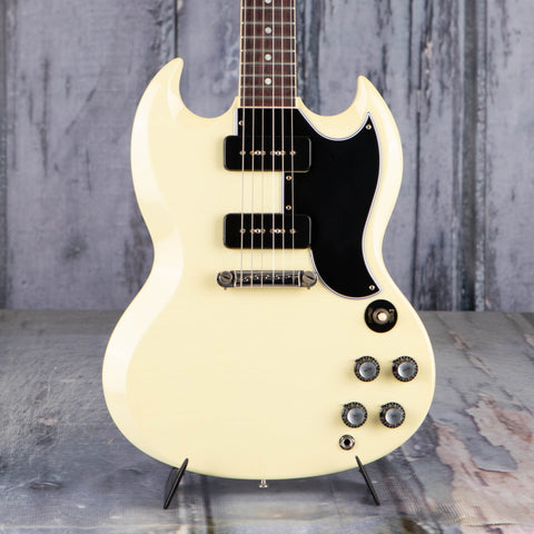 Gibson Custom Shop 1963 SG Special Reissue Murphy Lab Ultra Light Aged Electric Guitar, Classic White, front closeup