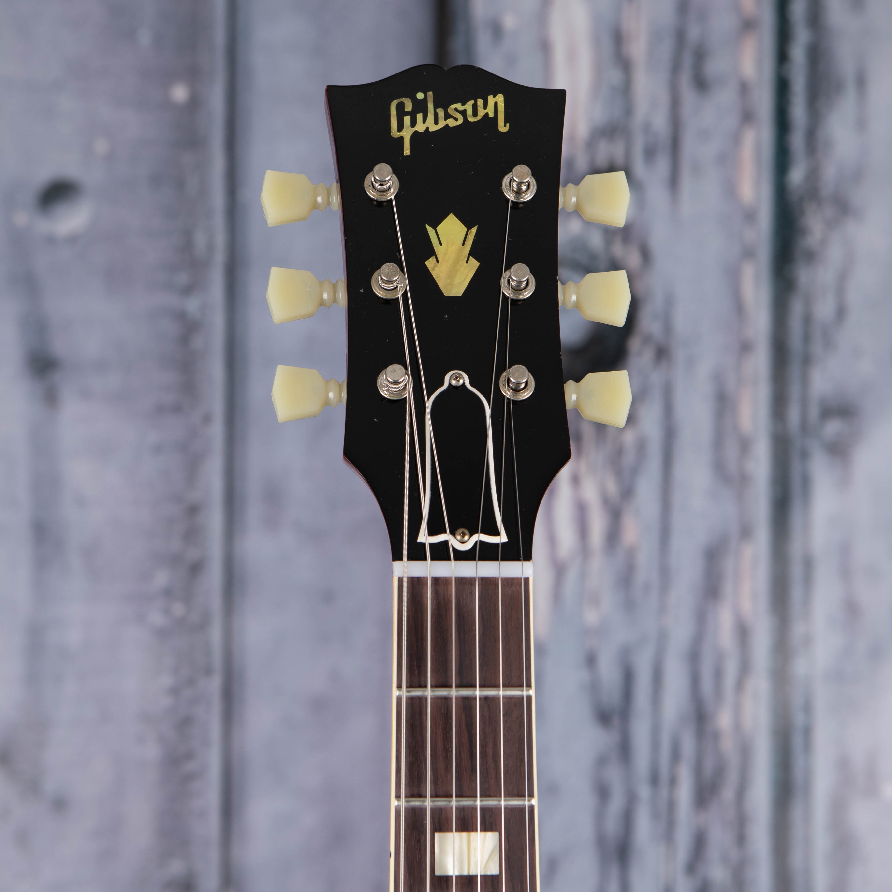 Gibson Custom Shop 1964 ES-335 Reissue Murphy Lab Ultra Light Aged Semi-Hollowbody Electric Guitar, Sixties Cherry, front headstock