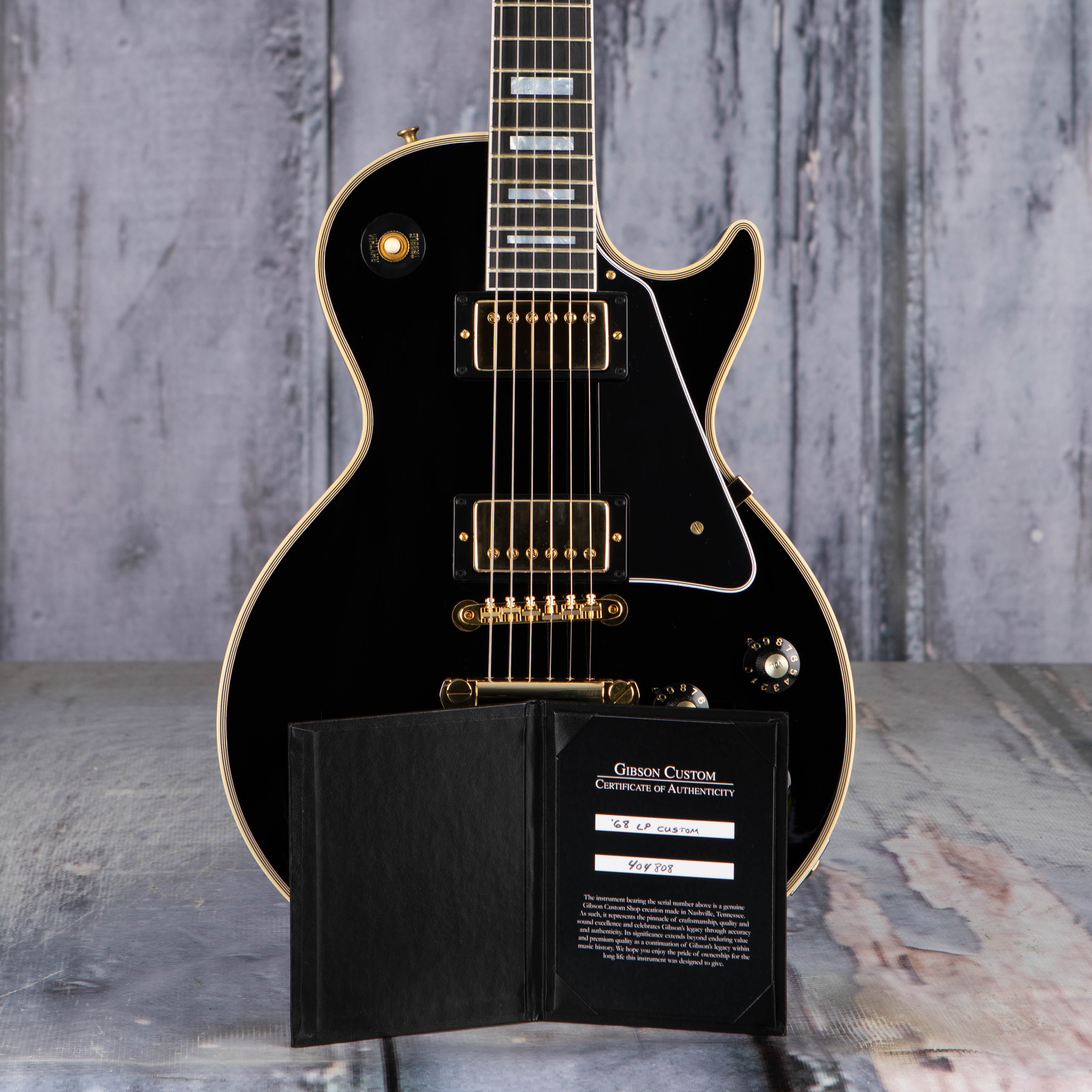 Gibson Custom Shop 1968 Les Paul Custom Reissue VOS Electric Guitar, Ebony, coa
