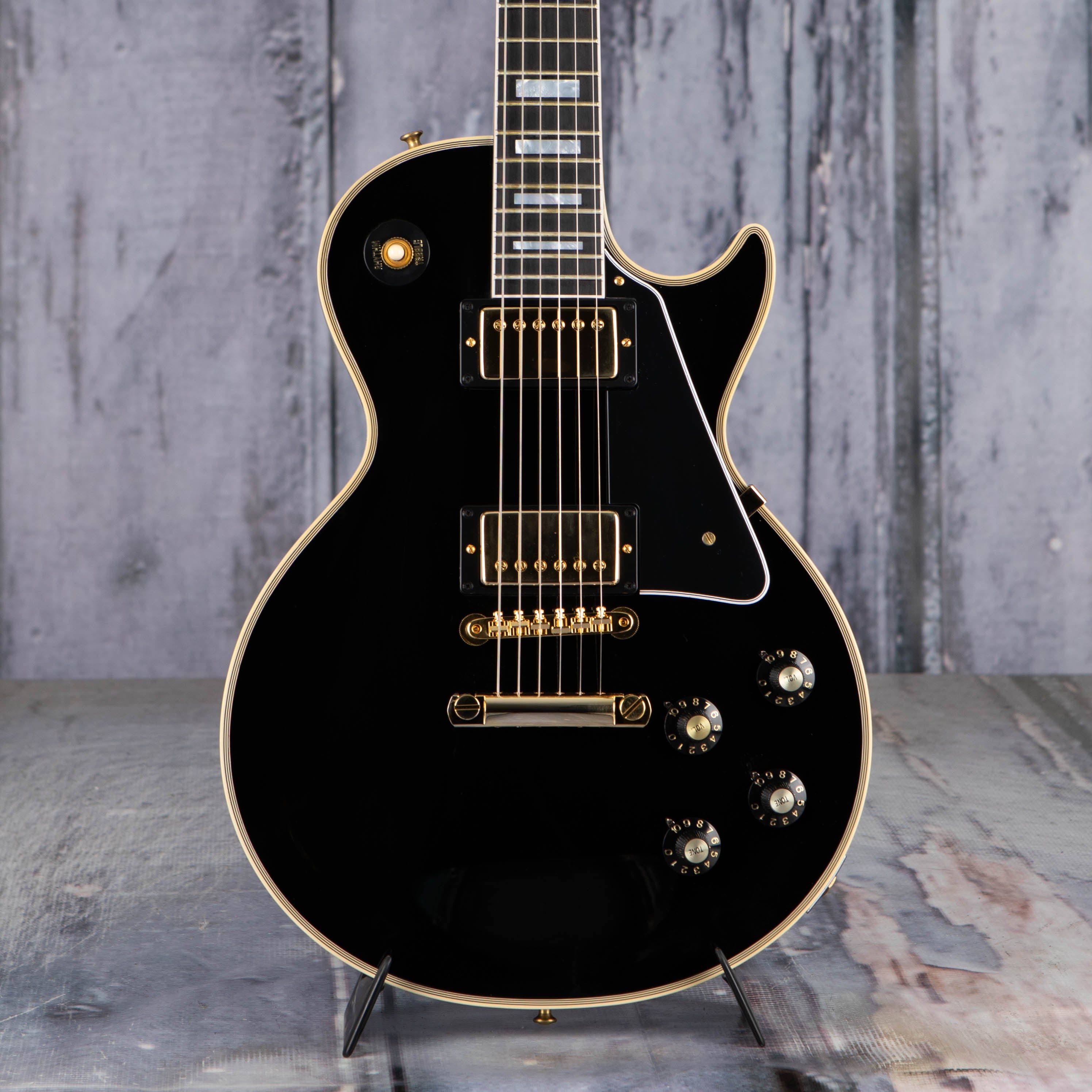 Gibson Custom Shop 1968 Les Paul Custom Reissue VOS Electric Guitar, Ebony, front closeup