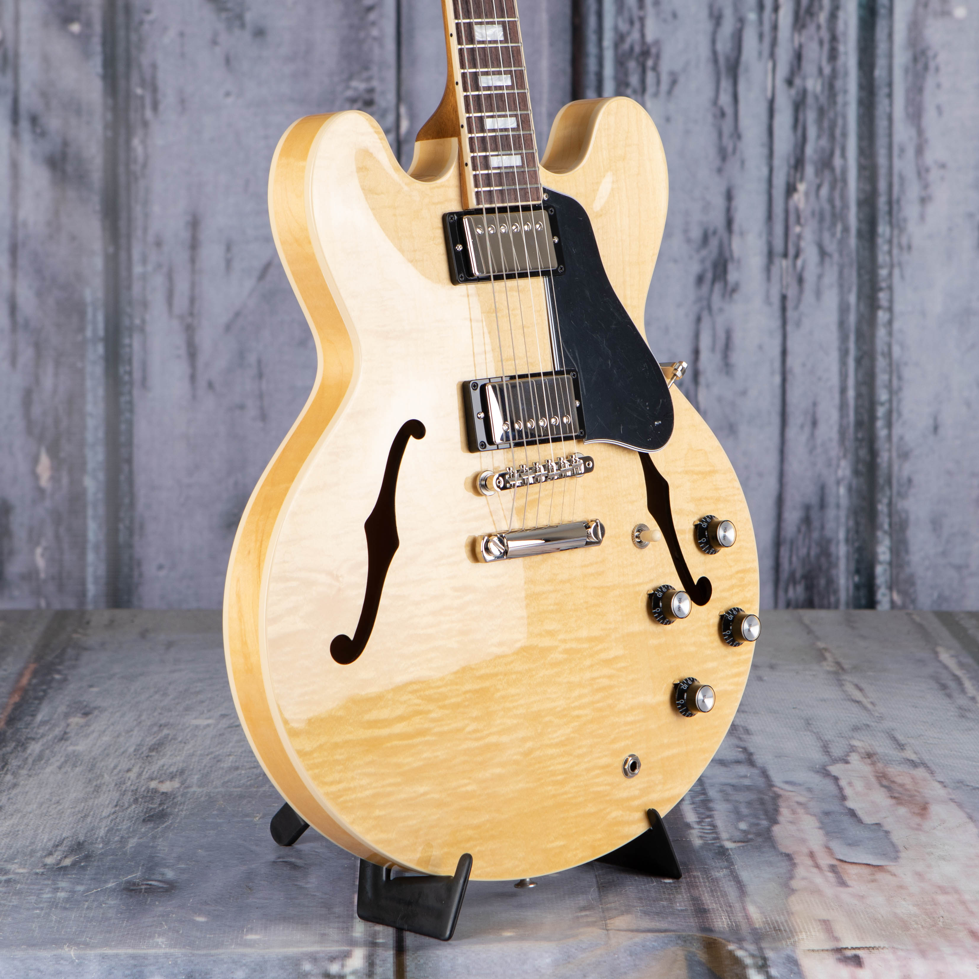 Gibson ES-335 Figured Semi-Hollowbody Guitar, Antique Natural, angle