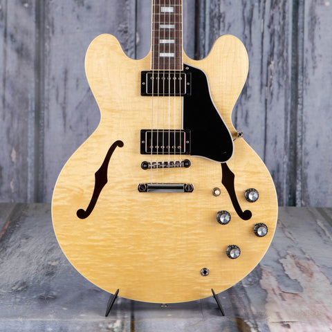 Gibson ES-335 Figured Semi-Hollowbody Guitar, Antique Natural, front closeup