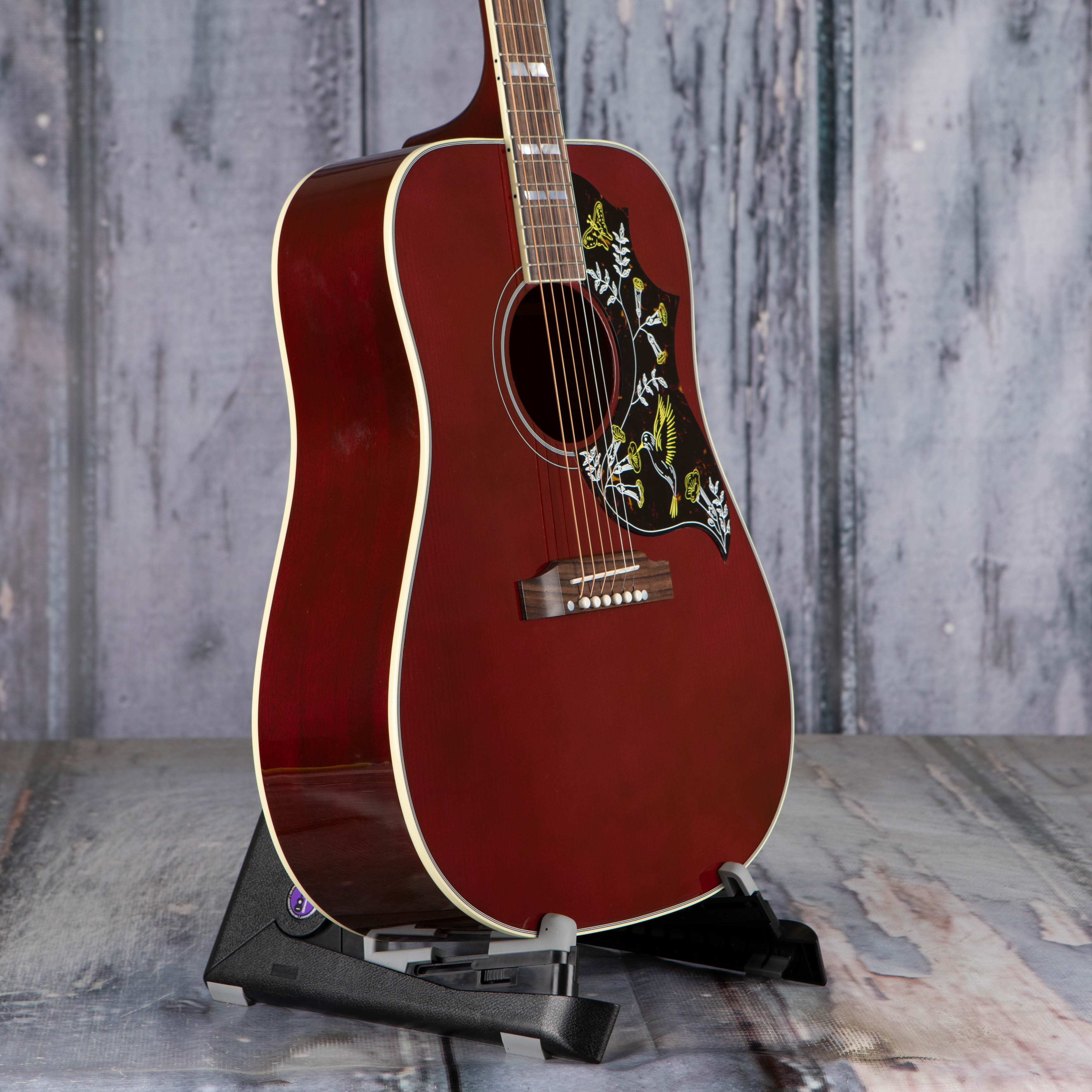 Gibson Hummingbird Standard Acoustic/Electric Guitar, Wine Red, angle