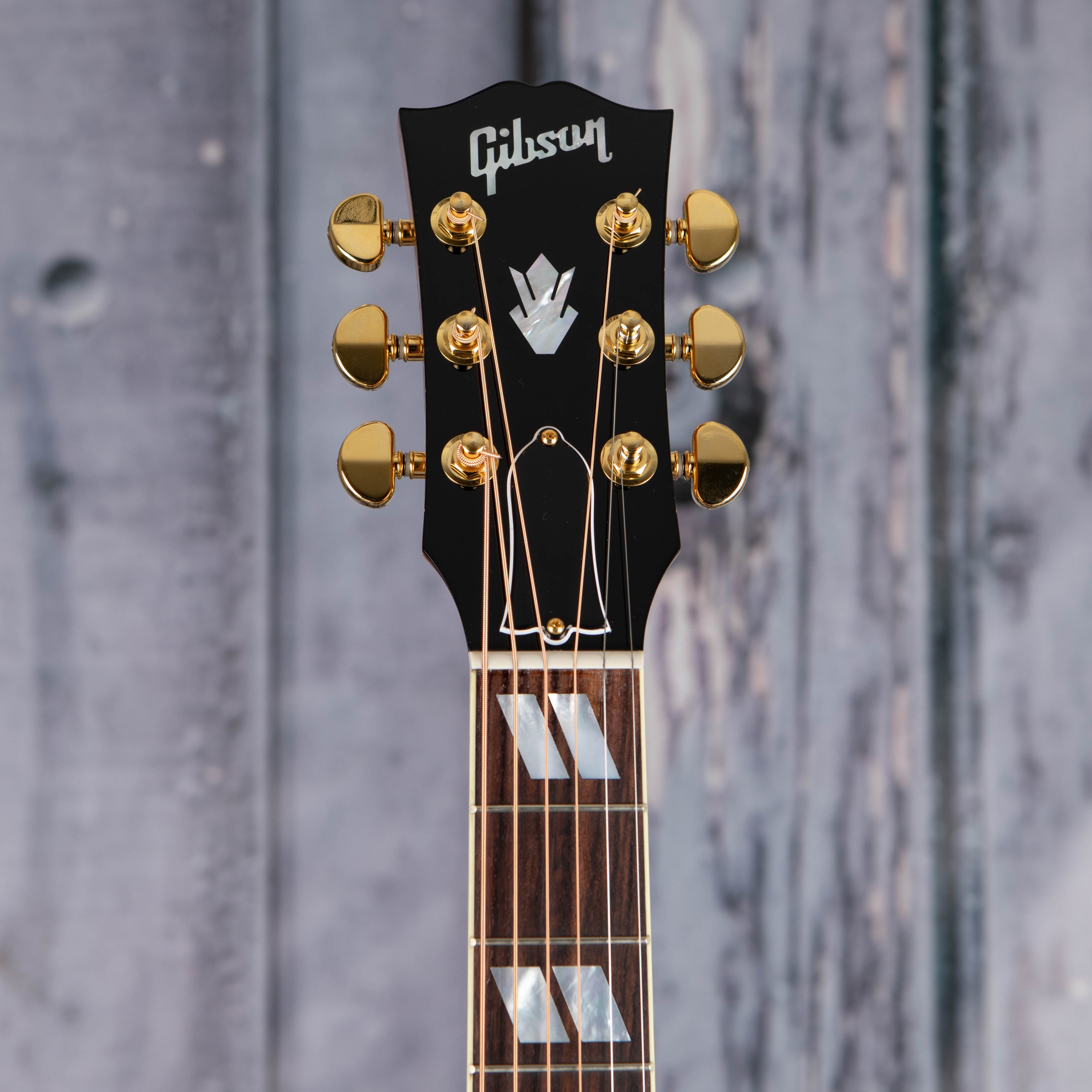 Gibson Hummingbird Standard Rosewood Acoustic/Electric Guitar, Rosewood Burst, front headstock