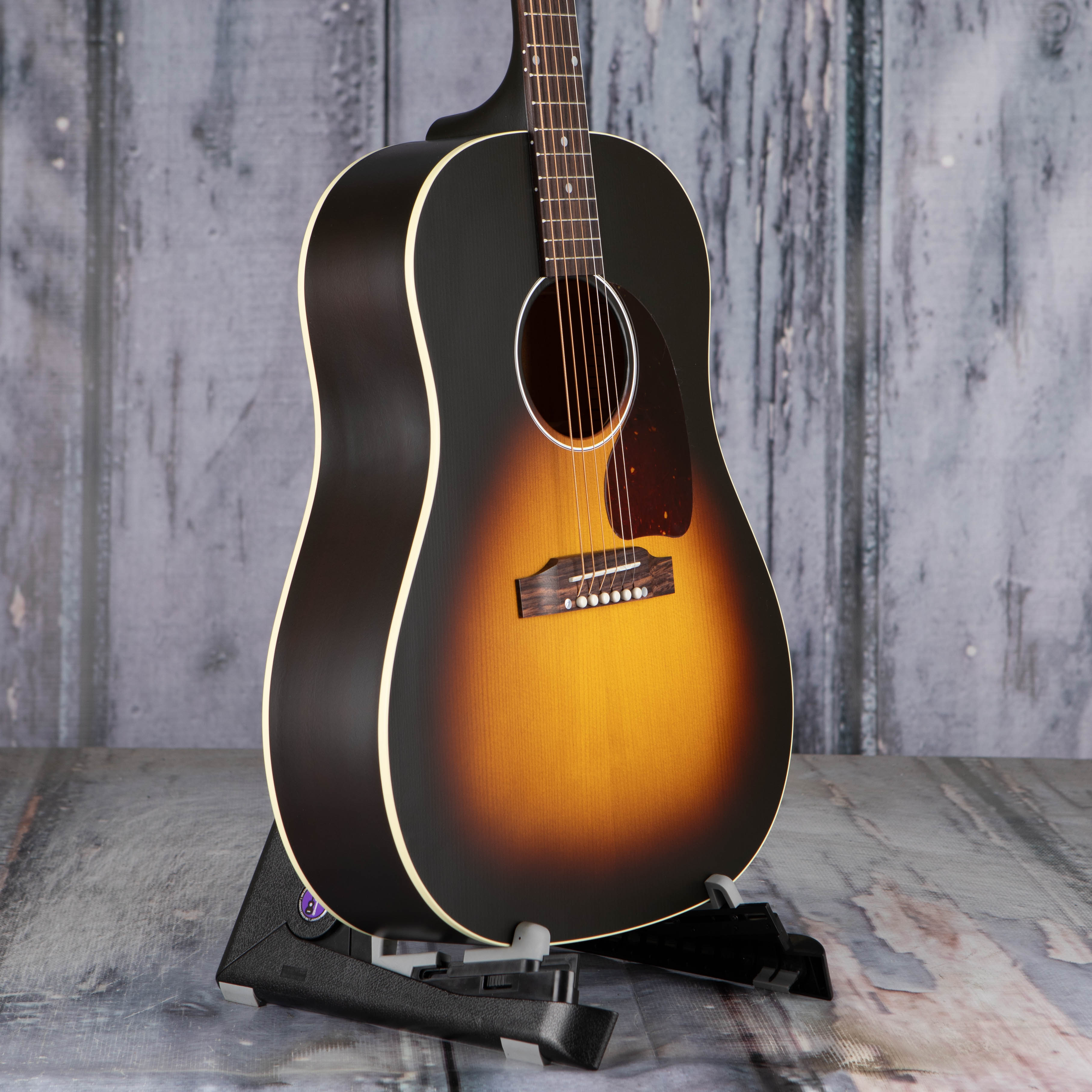 Gibson J-45 Special Acoustic/Electric Guitar, Satin Vintage Sunburst, angle