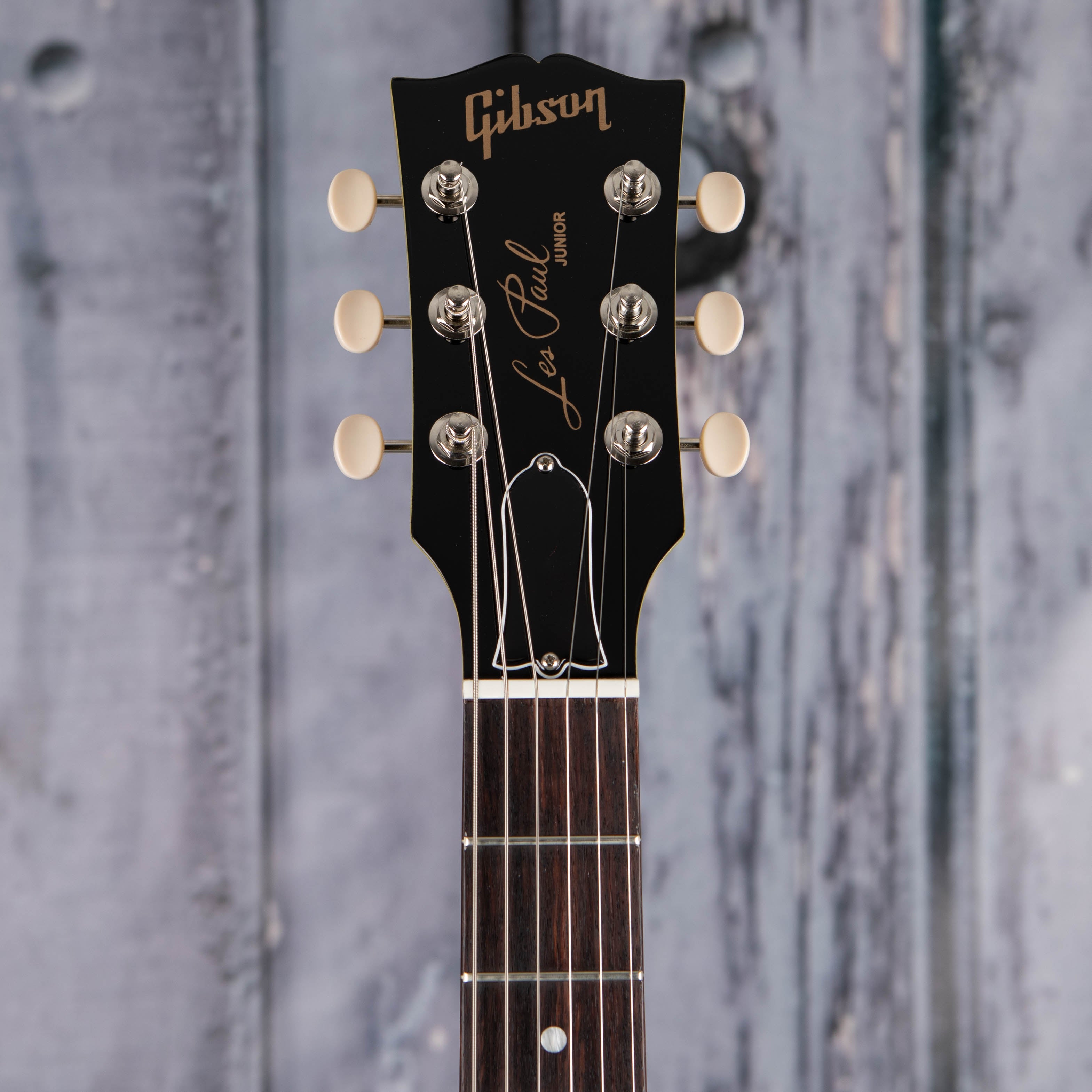 Gibson Les Paul Junior Electric Guitar, TV Yellow, front headstock