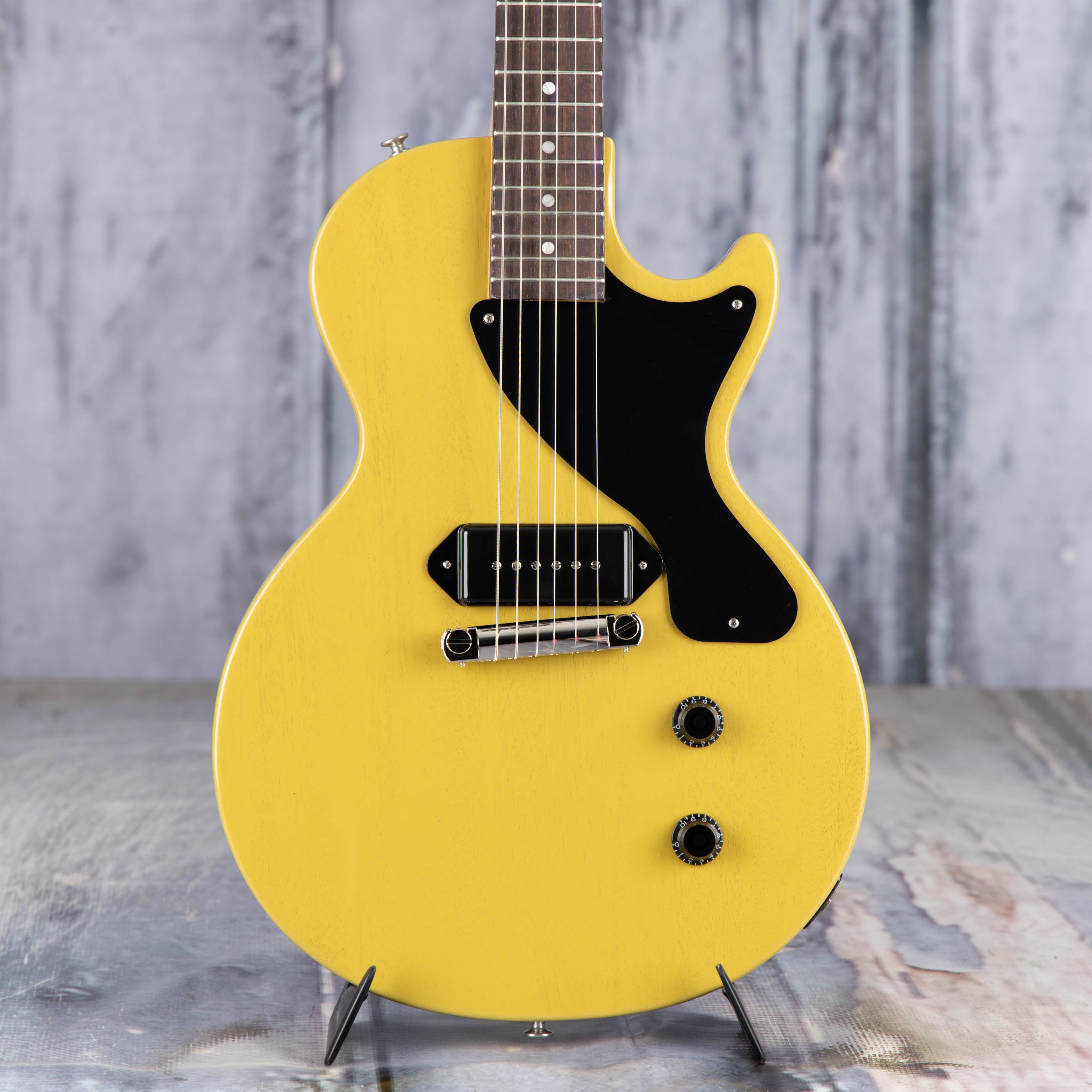 Gibson Les Paul Junior Electric Guitar, TV Yellow, front closeup