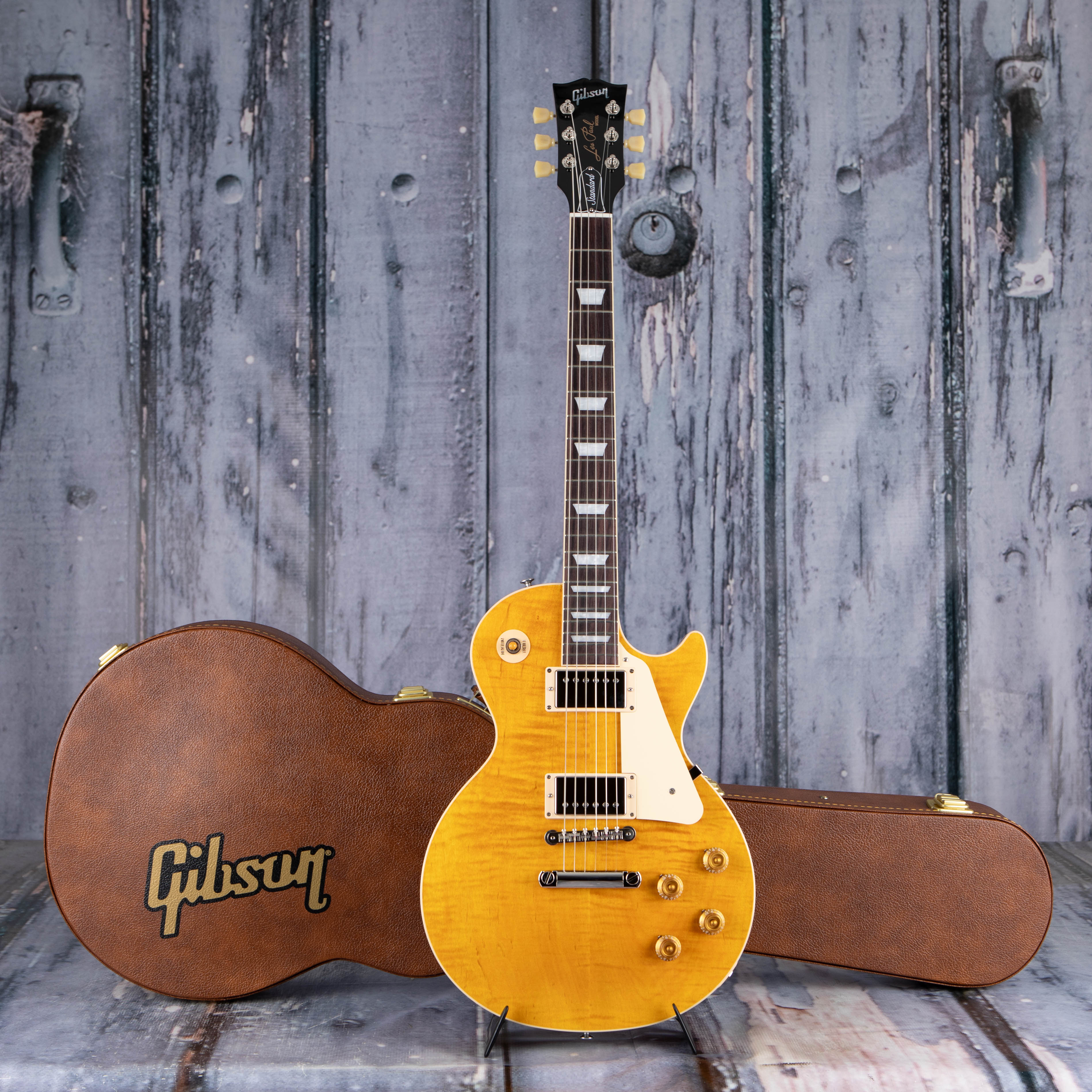 Gibson Les Paul Standard 50s Figured Top Electric Guitar, Honey Amber, case