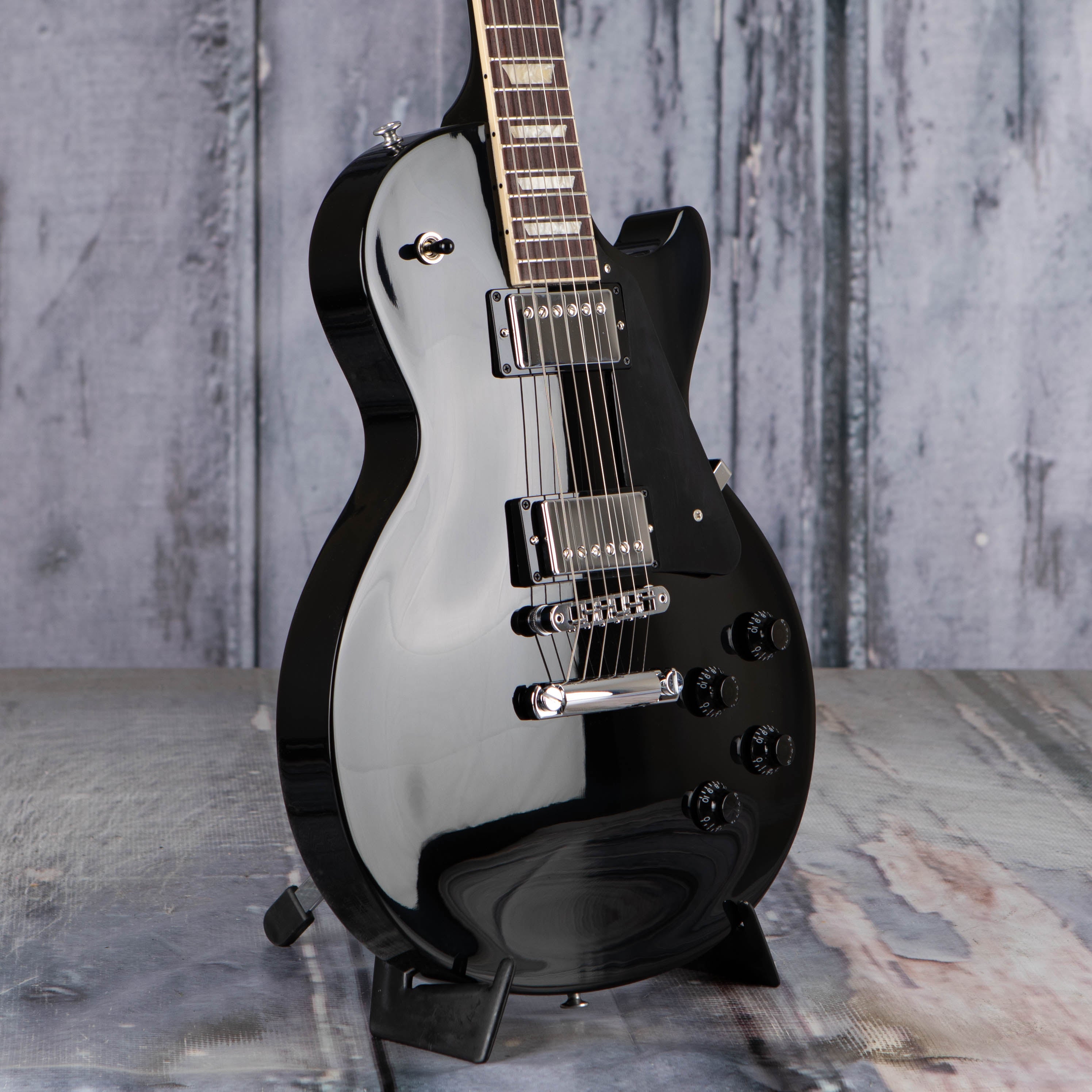 Gibson Les Paul Studio Electric Guitar, Ebony, angle