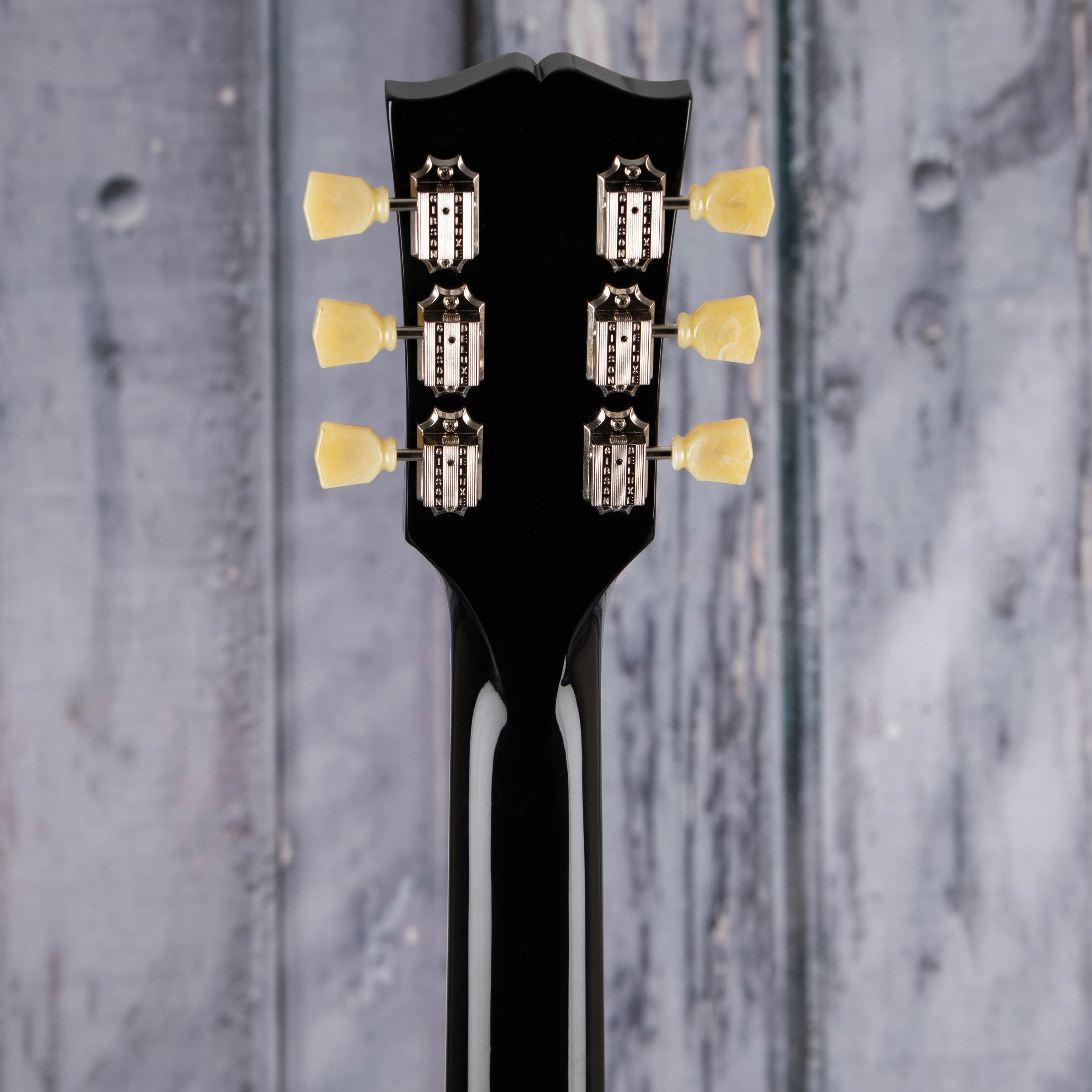 Gibson Les Paul Studio Electric Guitar, Ebony, back headstock
