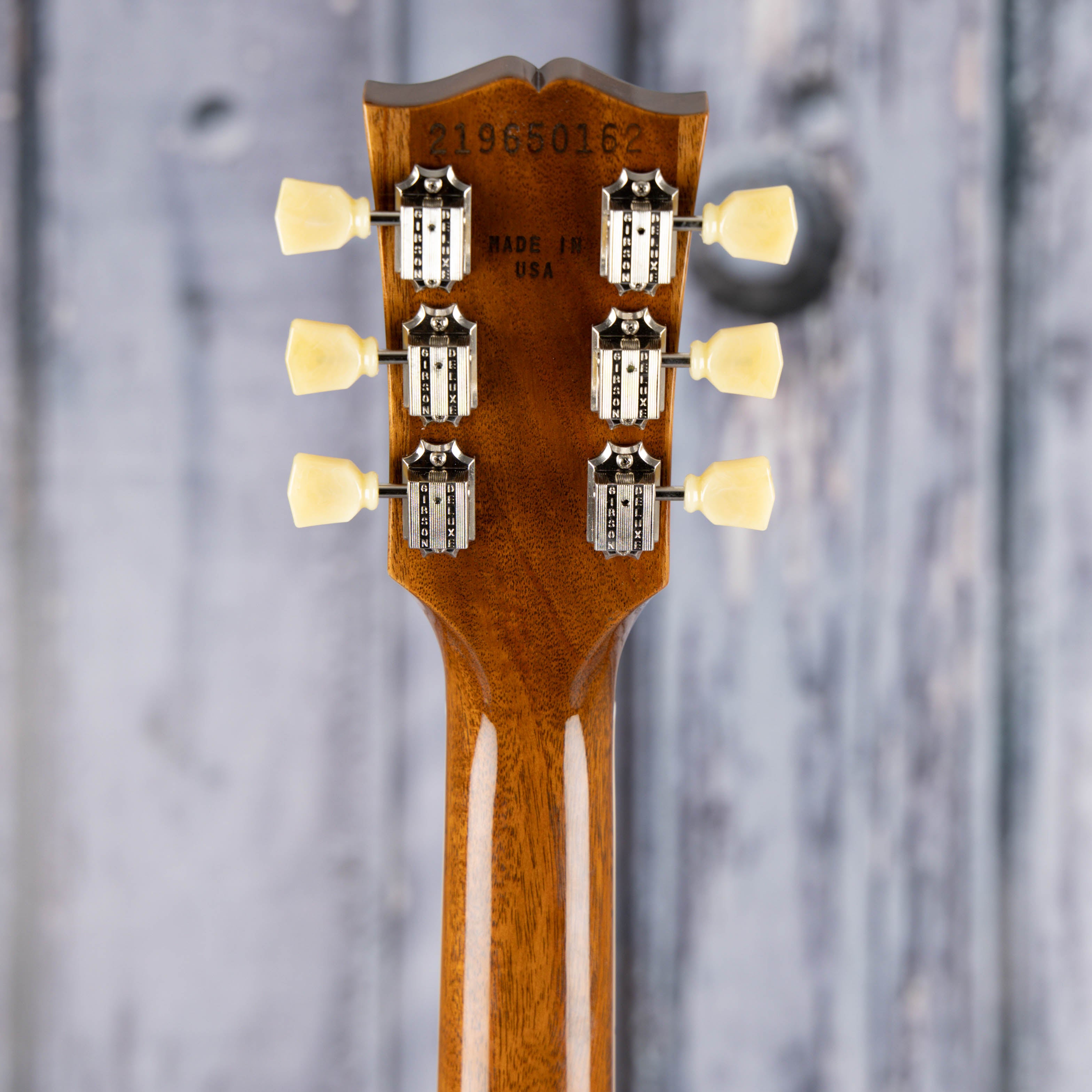 Gibson Limited Edition Les Paul Standard 50s Double Trouble Electric Guitar, Vintage Honey Burst Gloss, back headstock