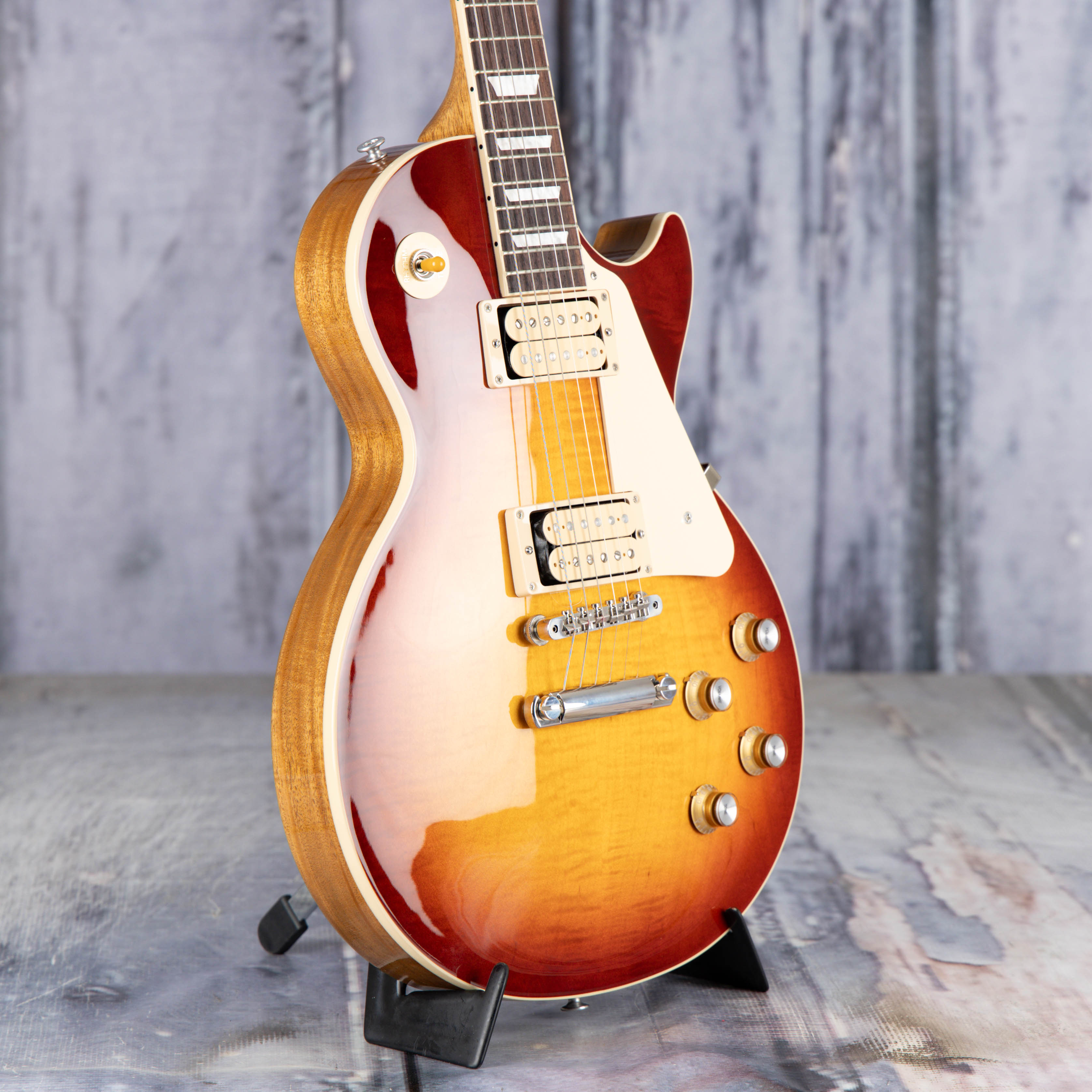 Gibson Limited Edition Les Paul Standard 60s Double Trouble Electric Guitar, Vintage Bourbon Burst Gloss, angle