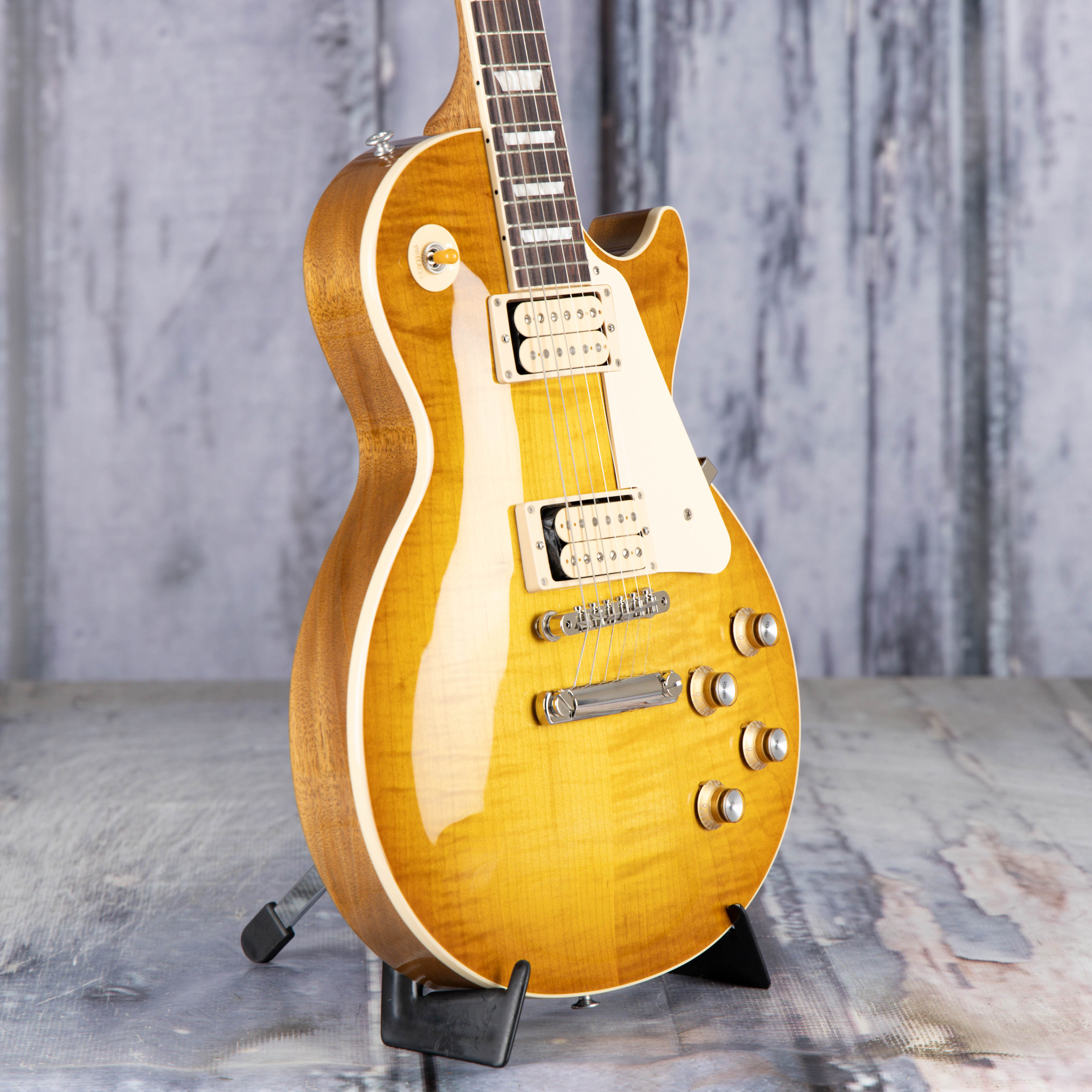 Gibson Limited Edition Les Paul Standard 60s Double Trouble Electric Guitar, Vintage Honey Burst Gloss, angle