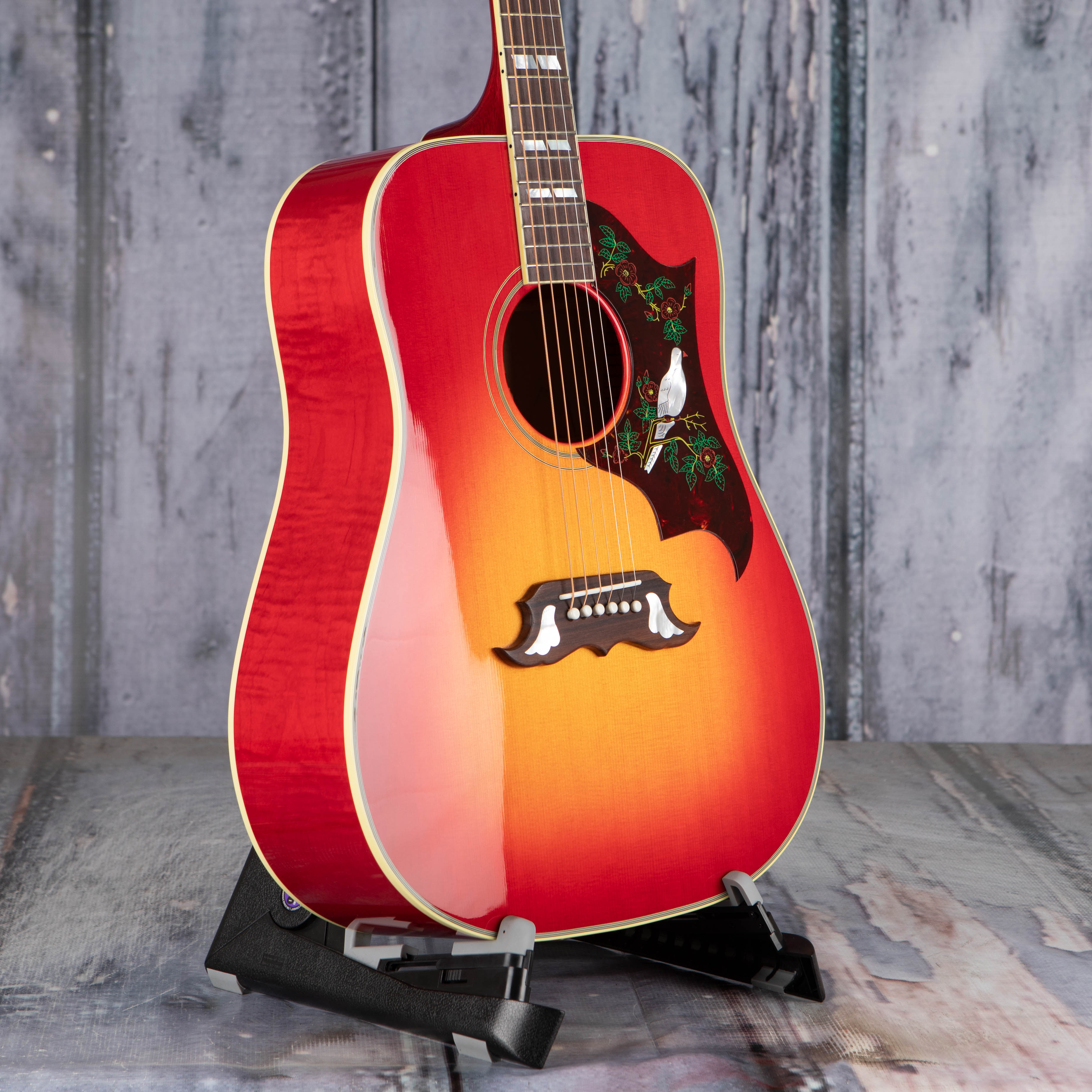 Gibson Montana Dove Original Acoustic/Electric Guitar, Vintage Cherry Sunburst, angle