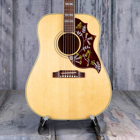 Gibson Montana Hummingbird Original Acoustic/Electric Guitar, Antique Natural, front closeup