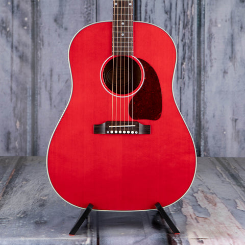 Gibson Montana J-45 Standard Acoustic/Electric Guitar, Cherry, front closeup