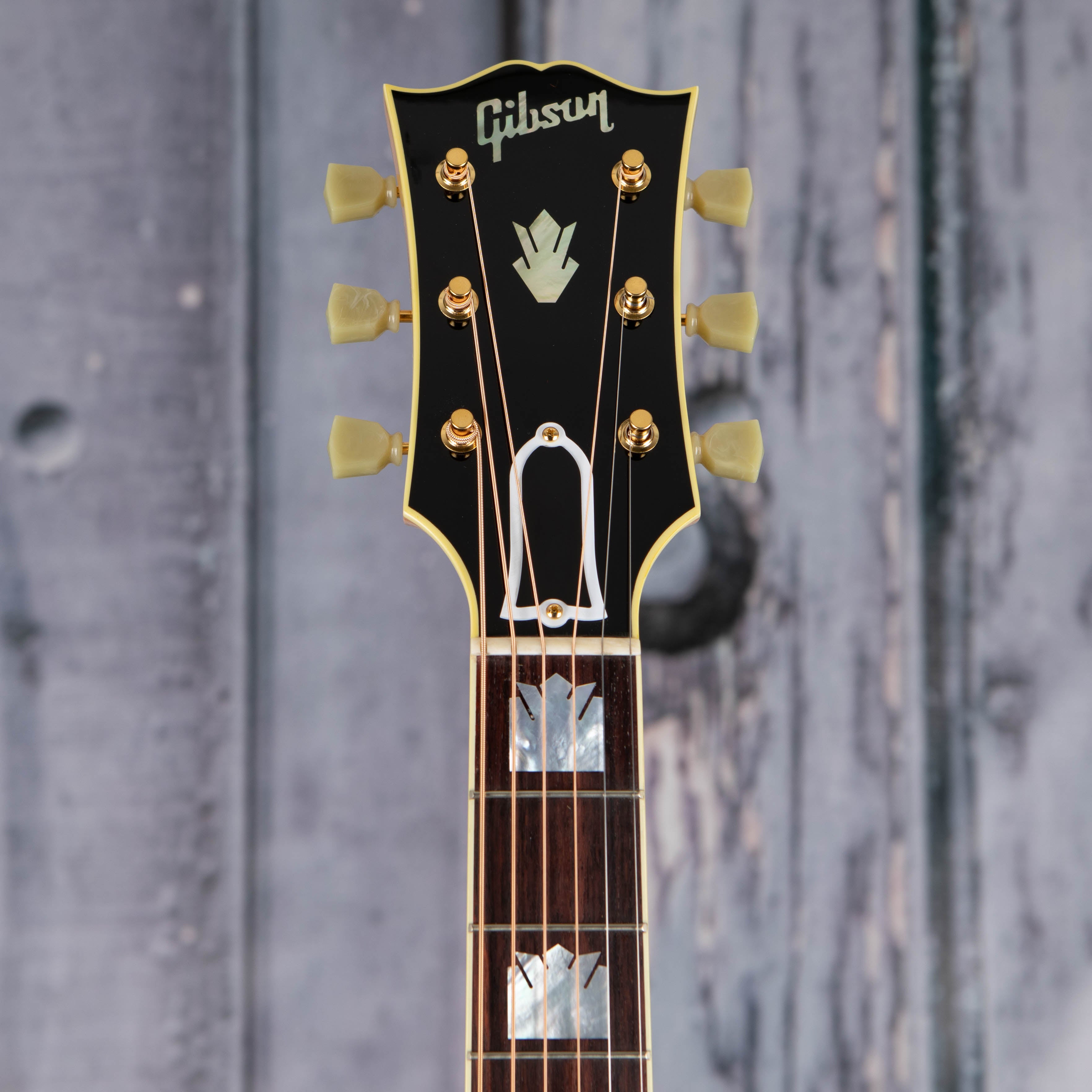 Gibson Montana SJ-200 Original Acoustic/Electric Guitar, Antique Natural, front headstock