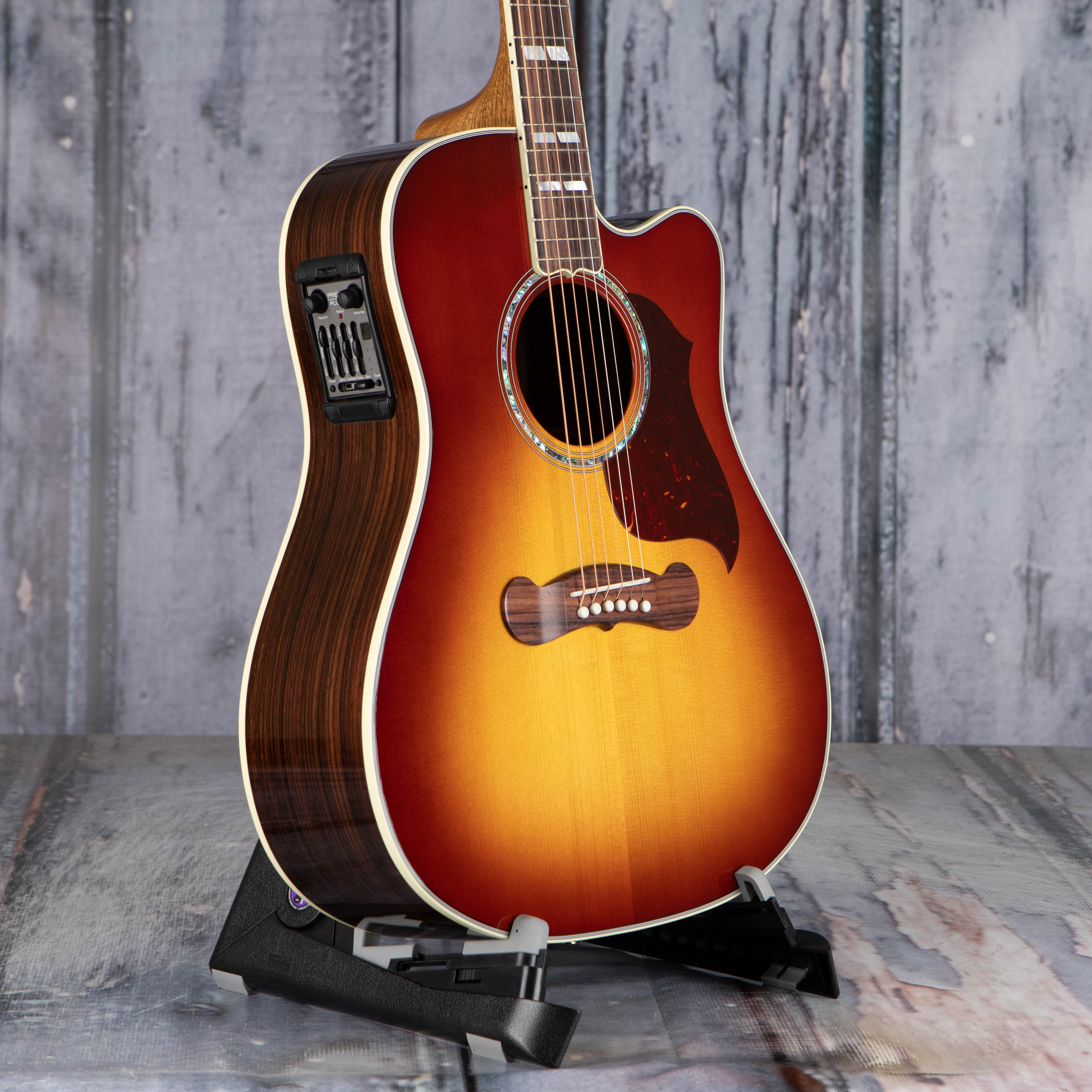 Gibson Montana Songwriter Standard EC Rosewood Acoustic/Electric Guitar, Rosewood Burst, angle