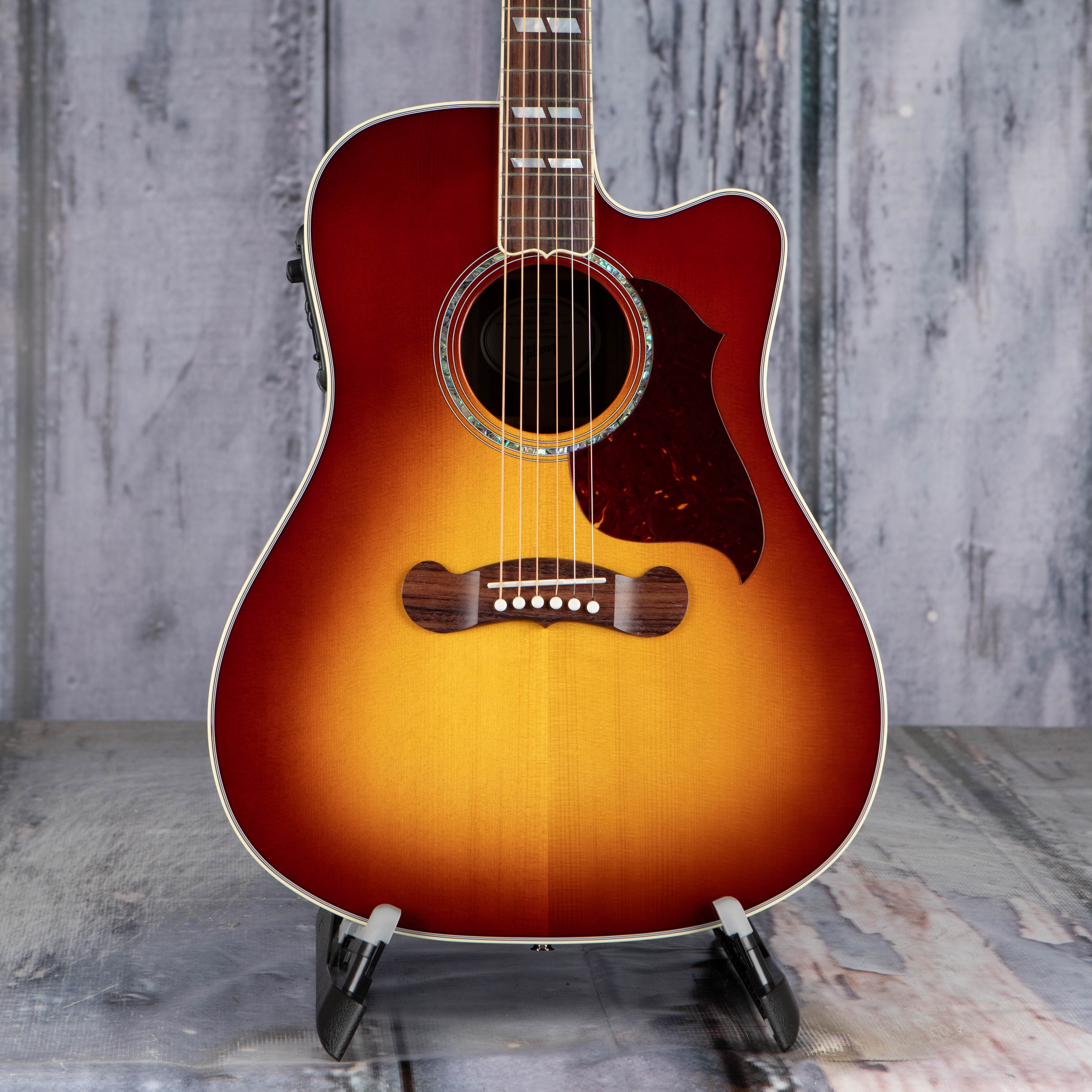 Gibson Montana Songwriter Standard EC Rosewood Acoustic/Electric Guitar, Rosewood Burst, front closeup