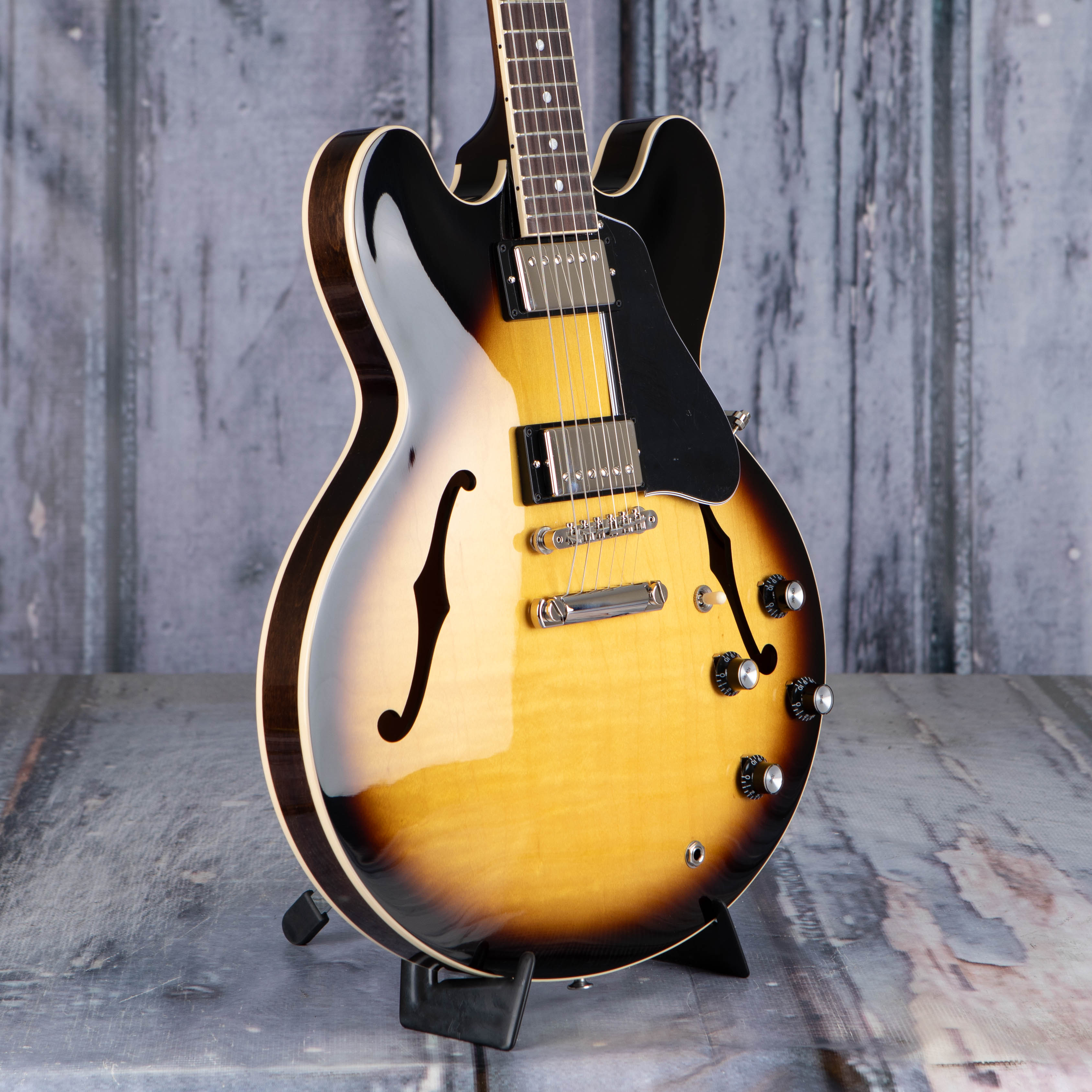 Gibson USA ES-335 Semi-Hollowbody Guitar, Vintage Burst, angle