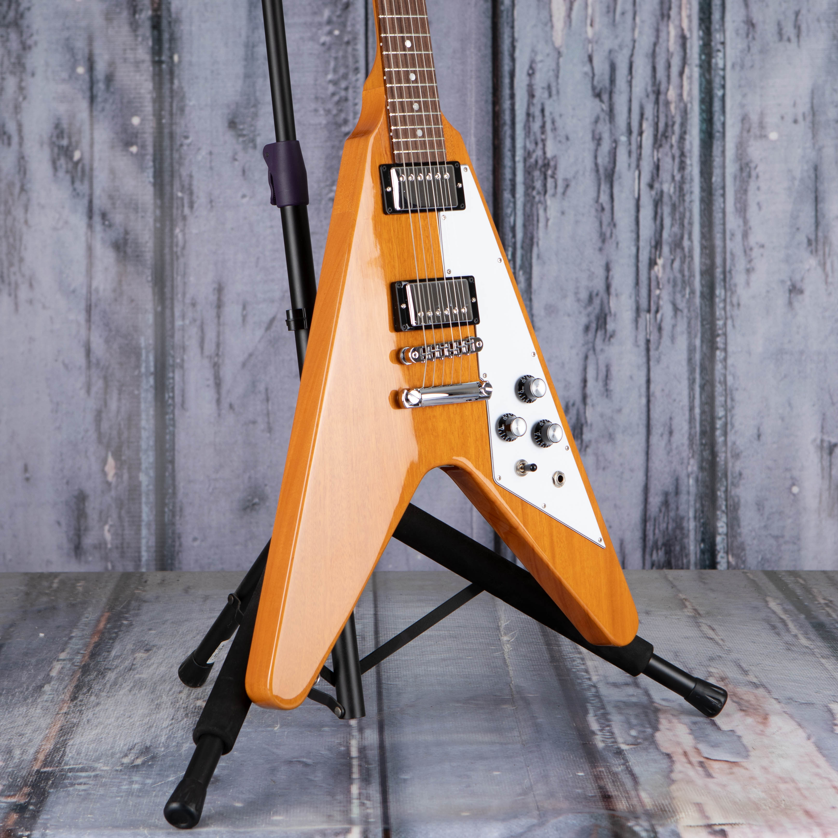 Gibson USA Flying V Electric Guitar, Antique Natural, angle
